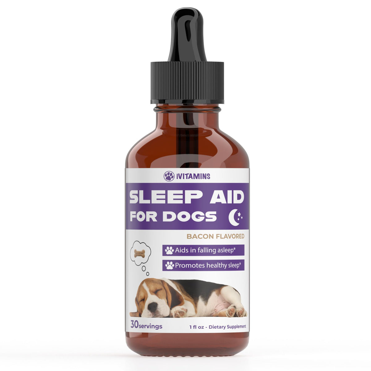 iVitamins ayuda dormir para perros, frasco para relajación nocturna.