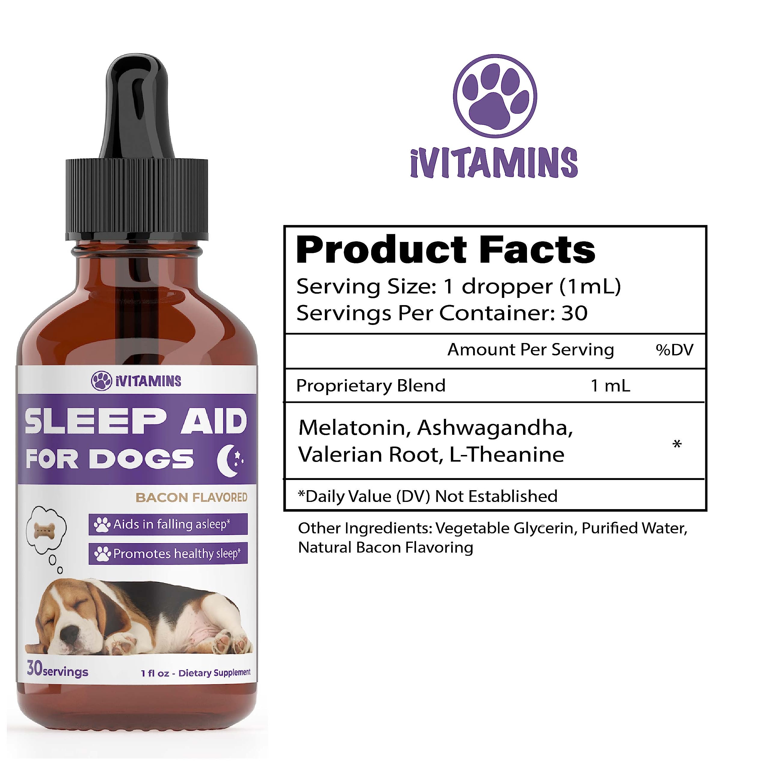 iVitamins ayuda dormir para perros, gotas de absorción rápida.