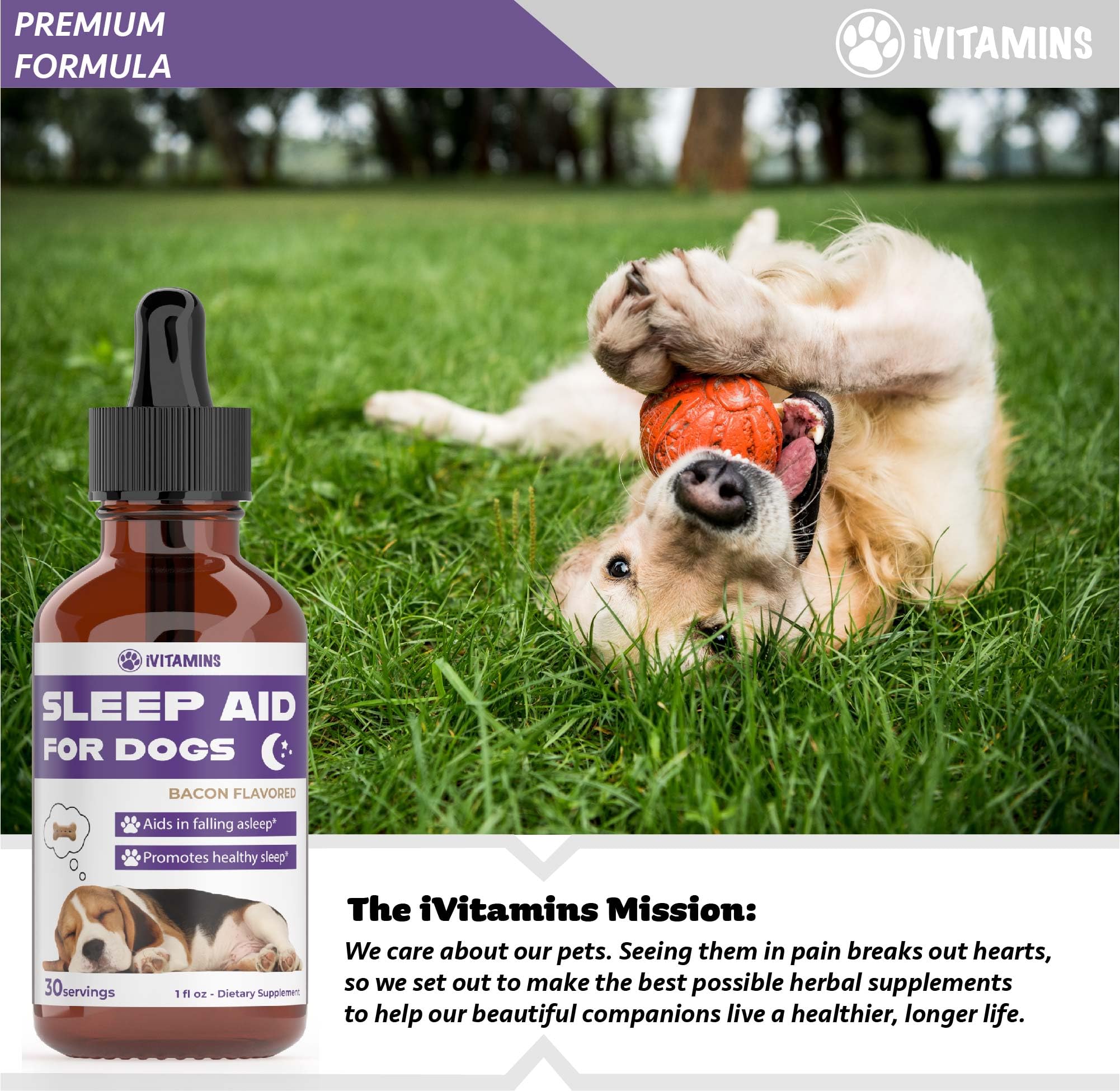 iVitamins ayuda dormir para perros, libre de crueldad en la formulación.