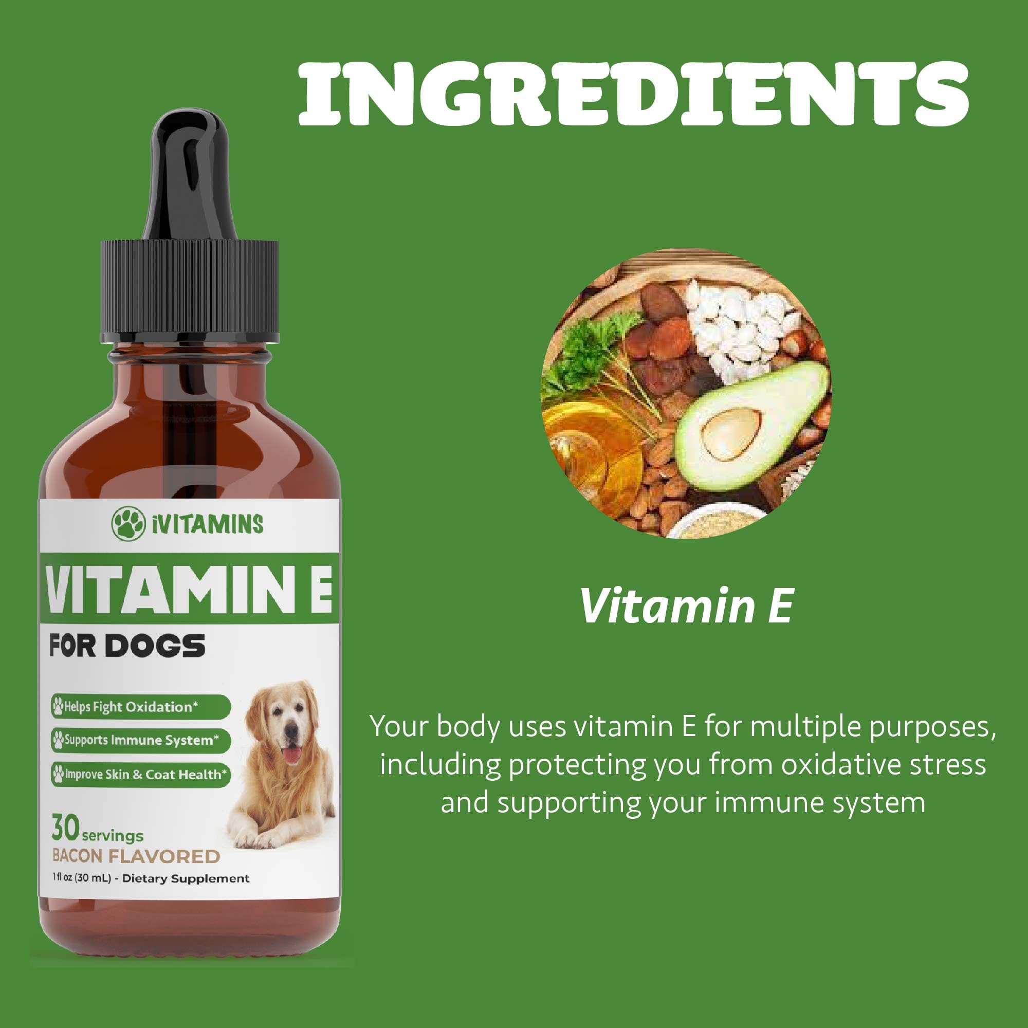 iVitamins Vitamina E para perros, producido en EE. UU.