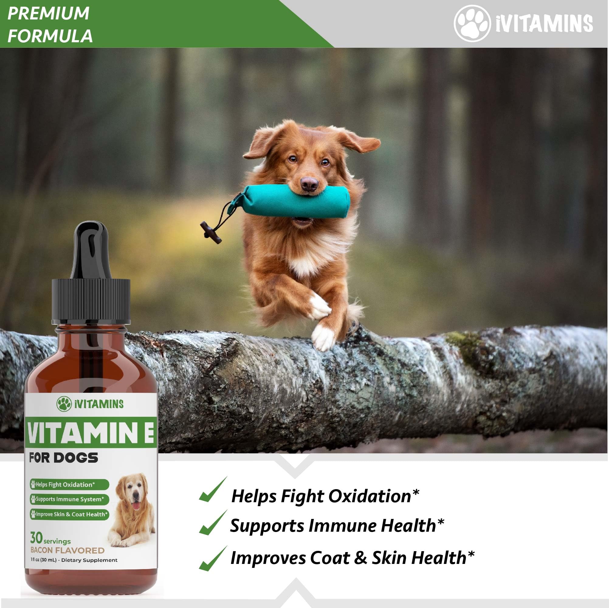 iVitamins Vitamina E para perros, apoyo para la salud visual