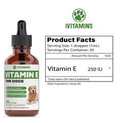 iVitamins Vitamina E para perros, gotas de rápida absorción para uso diario