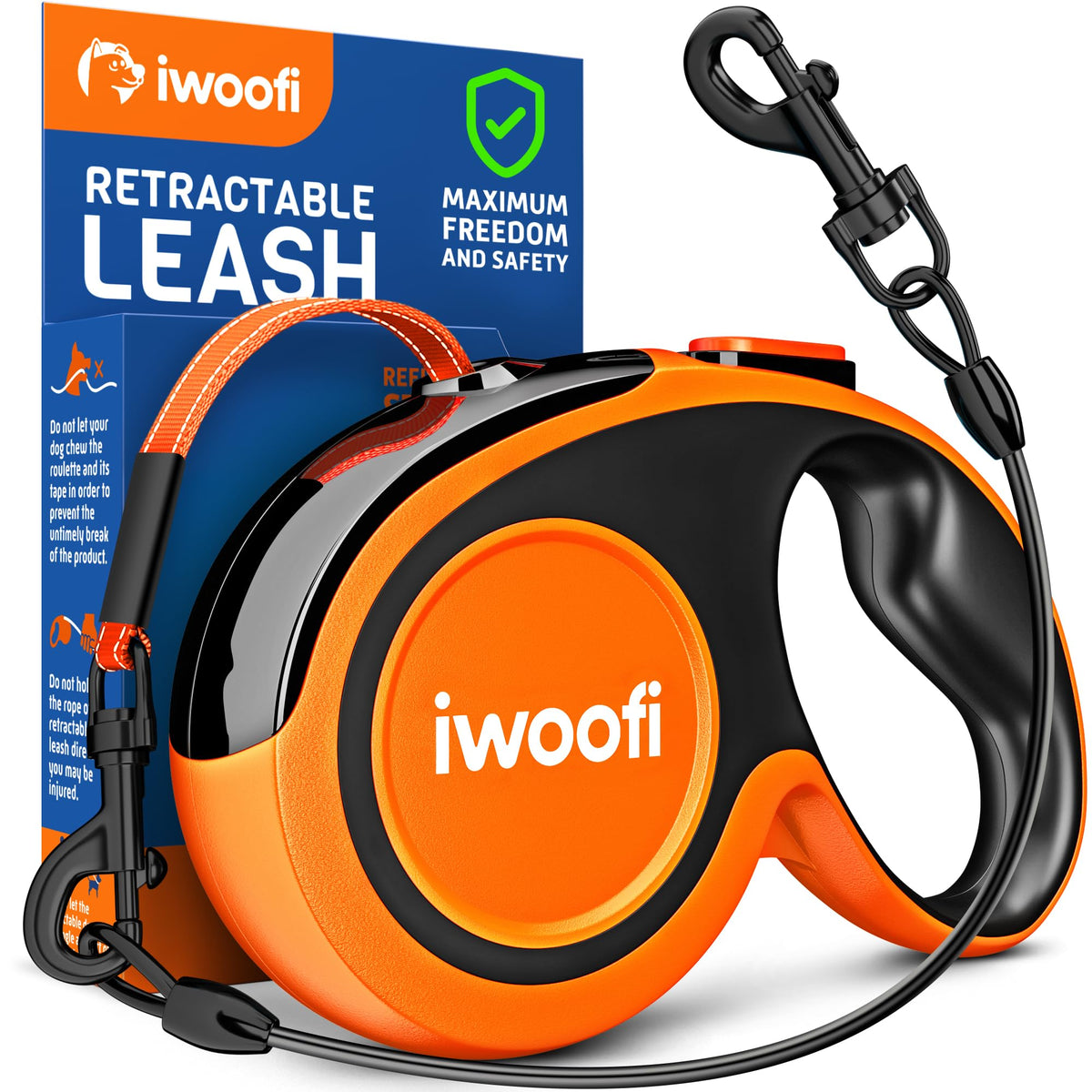 IWOOFI correa retractil para perros 18 pies con control suave en paseos