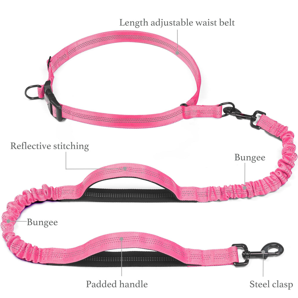 iYoShop Correa doble asa rosa con elastico para paseos activos.