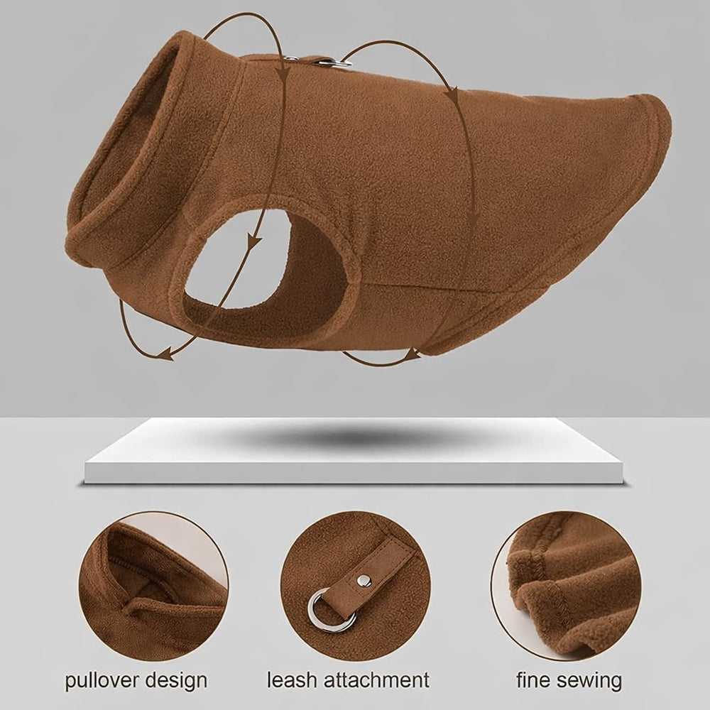 Chaleco de forro polar para peludos, fácil de lavar y secar.