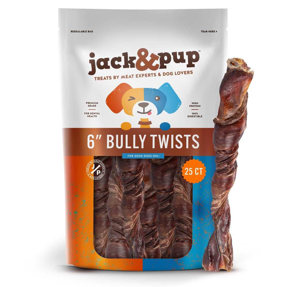 Jack&Pup Bully Twists 6 pulgadas, ideal para masticar natural