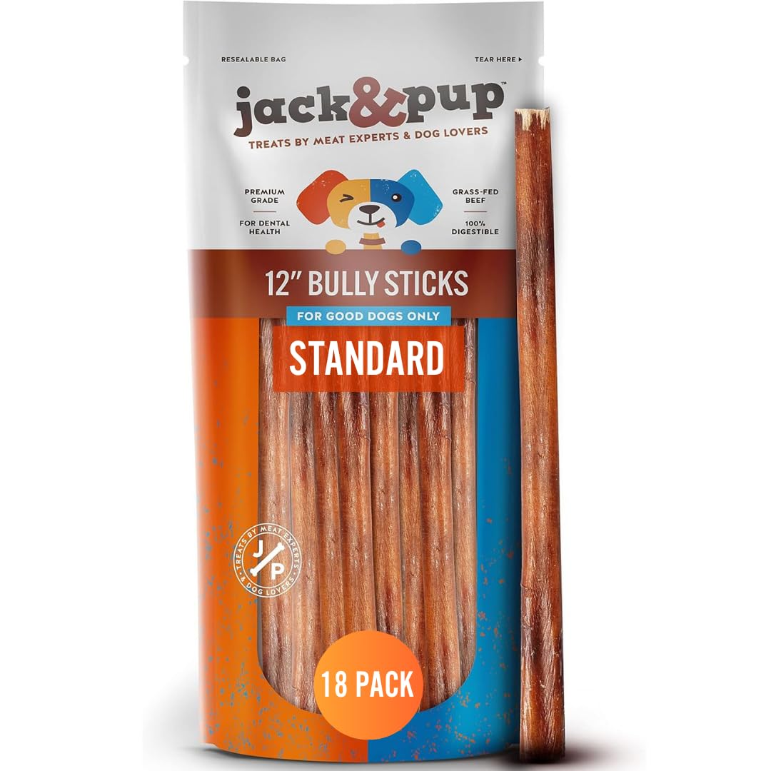 Jack&Pup palito masticable mediano de 12 pulgadas para perros grandes, masticación segura.