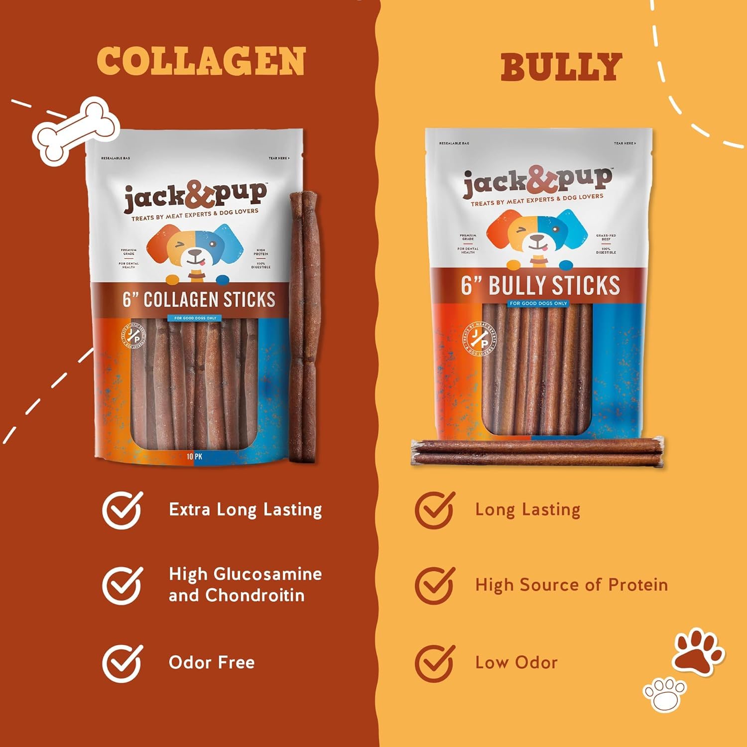 JackPup palitos de colágeno con textura dura para masticar, experiencia satisfactoria.