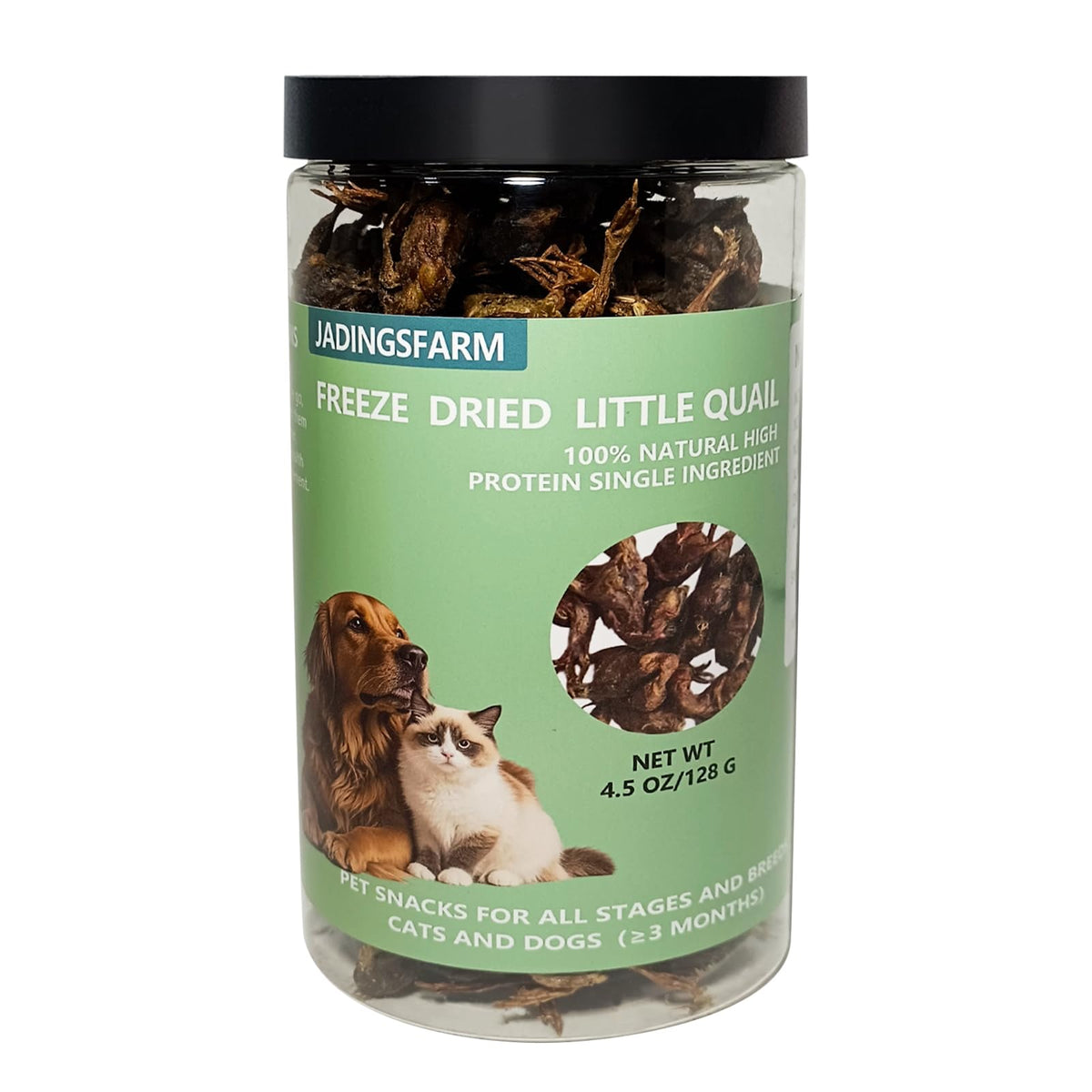 JADINGSFARM codorniz seca tarro, opción natural de proteína para mascotas