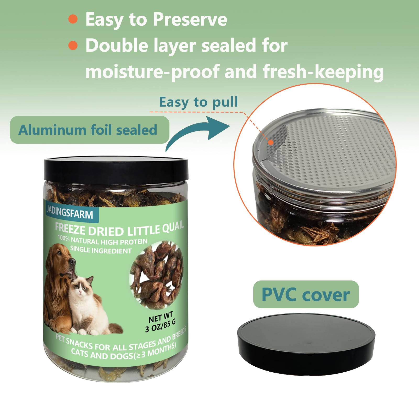 Jadingsfarm codorniz trozo: recompensa sabrosa para perros y gatos.