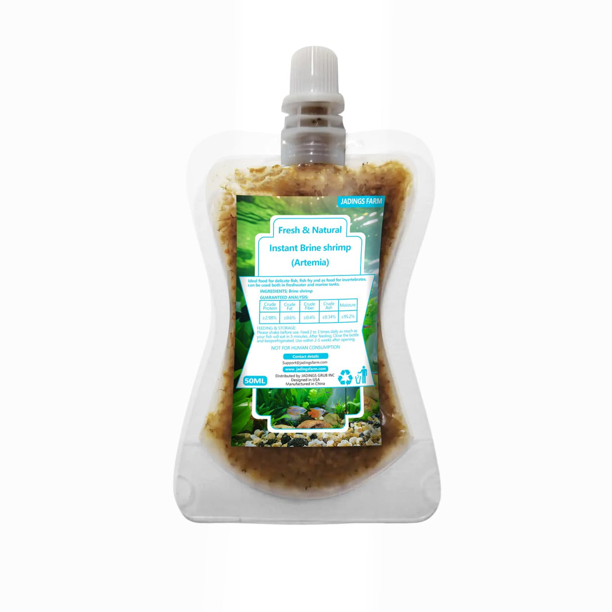JADINGSFARM Huevos de artemia congelados en envase cerrado, alimento proteínico para peces.