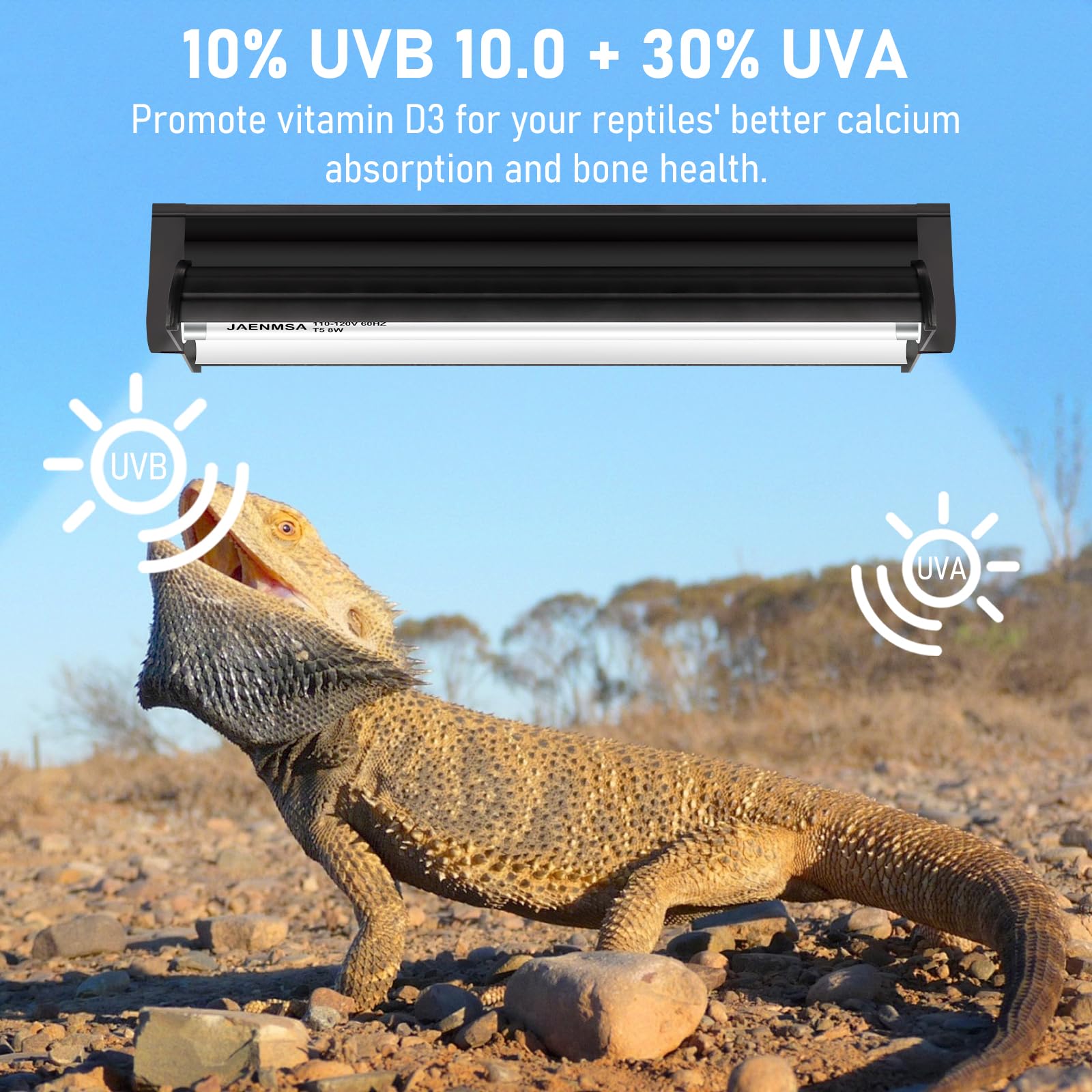 Jaenmsa T5 UVB 10.0 bulbo para gecko leopardo, iluminación óptima.