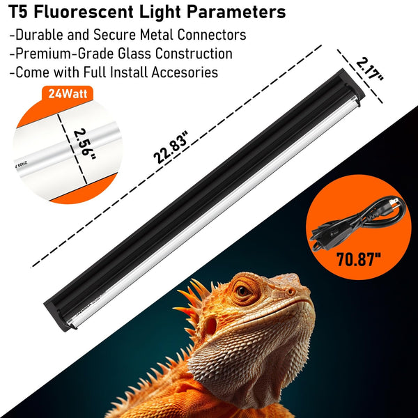 Jaenmsa T5 10.0 UVB para tortuga desértica: luz solar amplia para exposición estable
