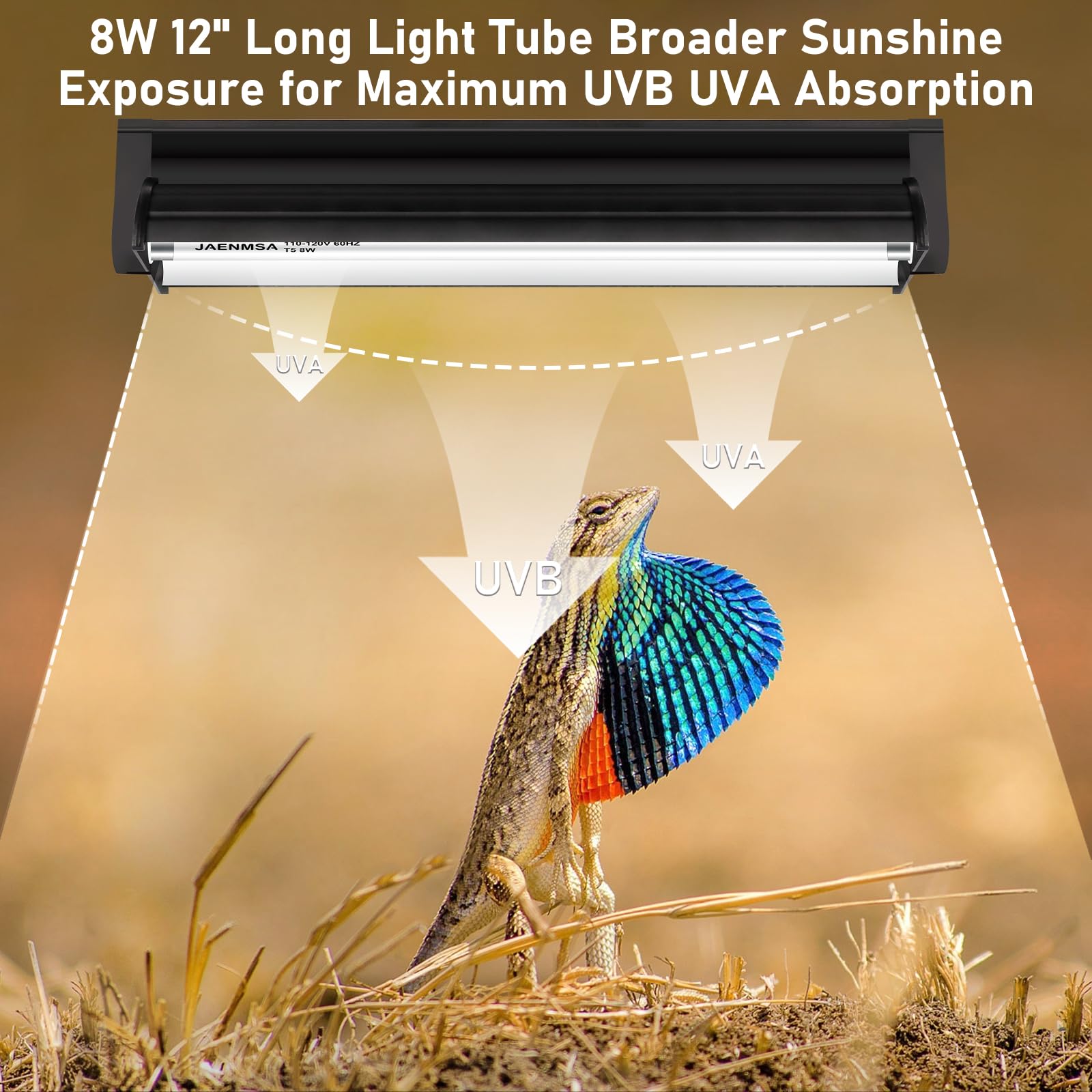 Distribución de luz amplia para hábitos saludables de reptiles Jaenmsa T5 10.0 UVB.