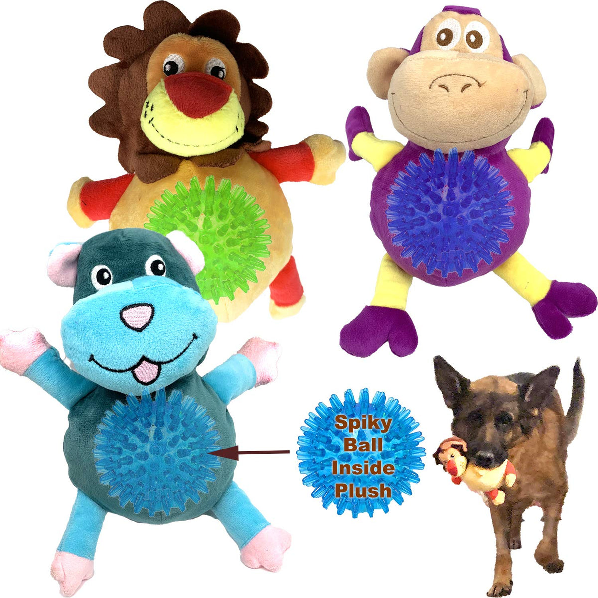 Jalousie bola sonora espinosa para perros, juego interactivo y limpieza dental suave.