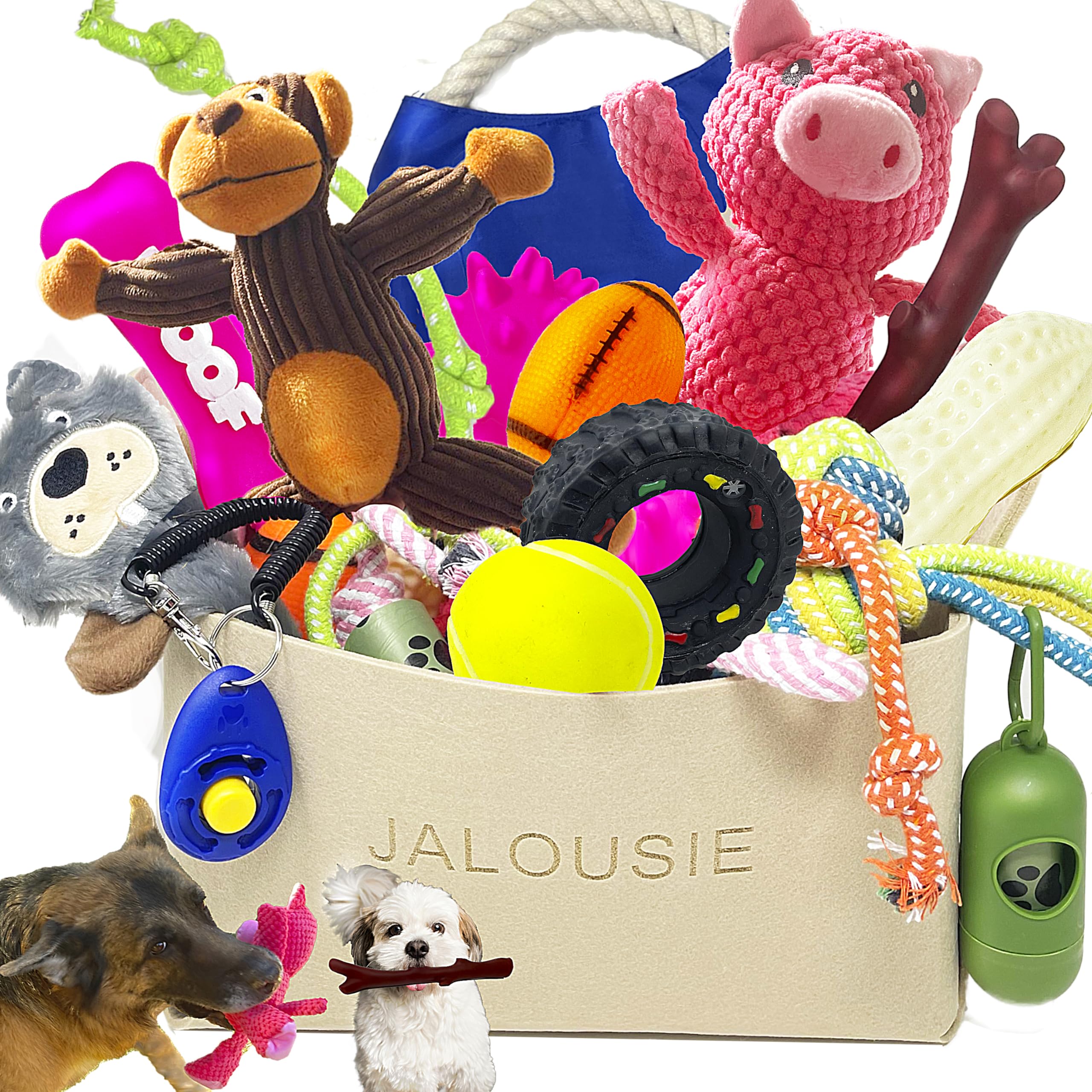Jalousie juguete peluche con sonajero, ideal para perros pequeños y sesiones de juego diarias