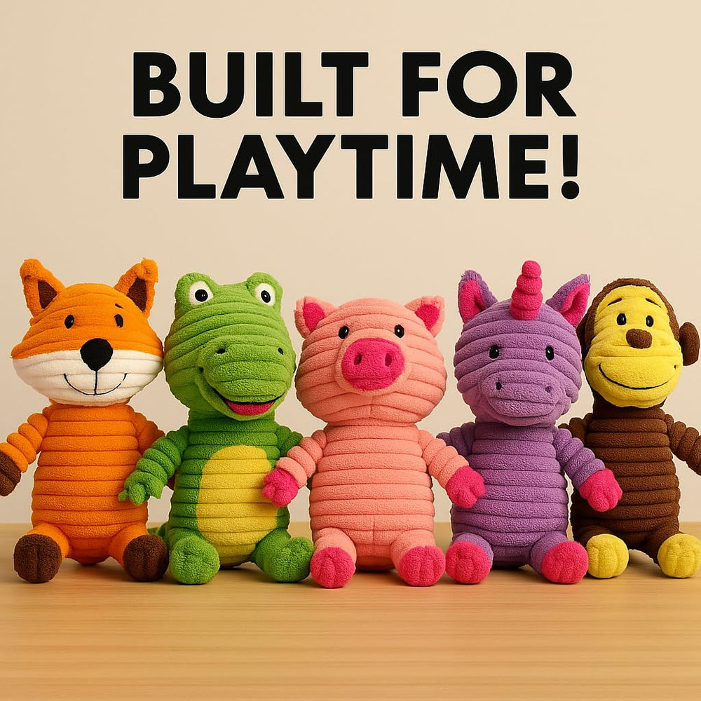 Peluches Jalousie mono con tela de peluche duradera y sonido.