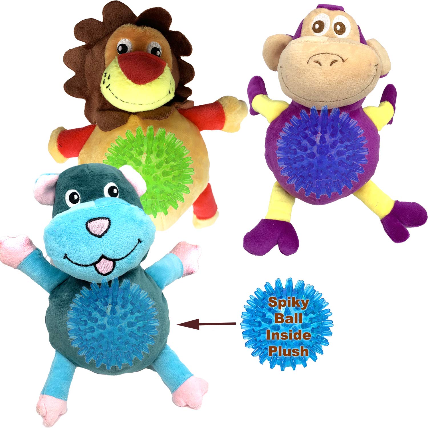 Jalousie pelota sonora espinosa para cachorros, ideal para búsqueda y estimulación sensorial.