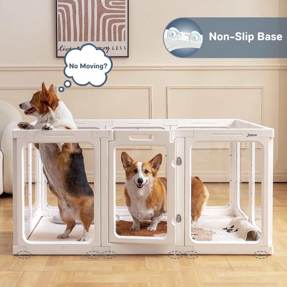 Jalove corral interior con dimensiones adecuadas para mascotas pequeñas.