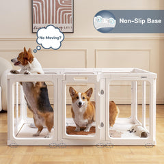 Jalove corral interior con dimensiones adecuadas para mascotas pequeñas.