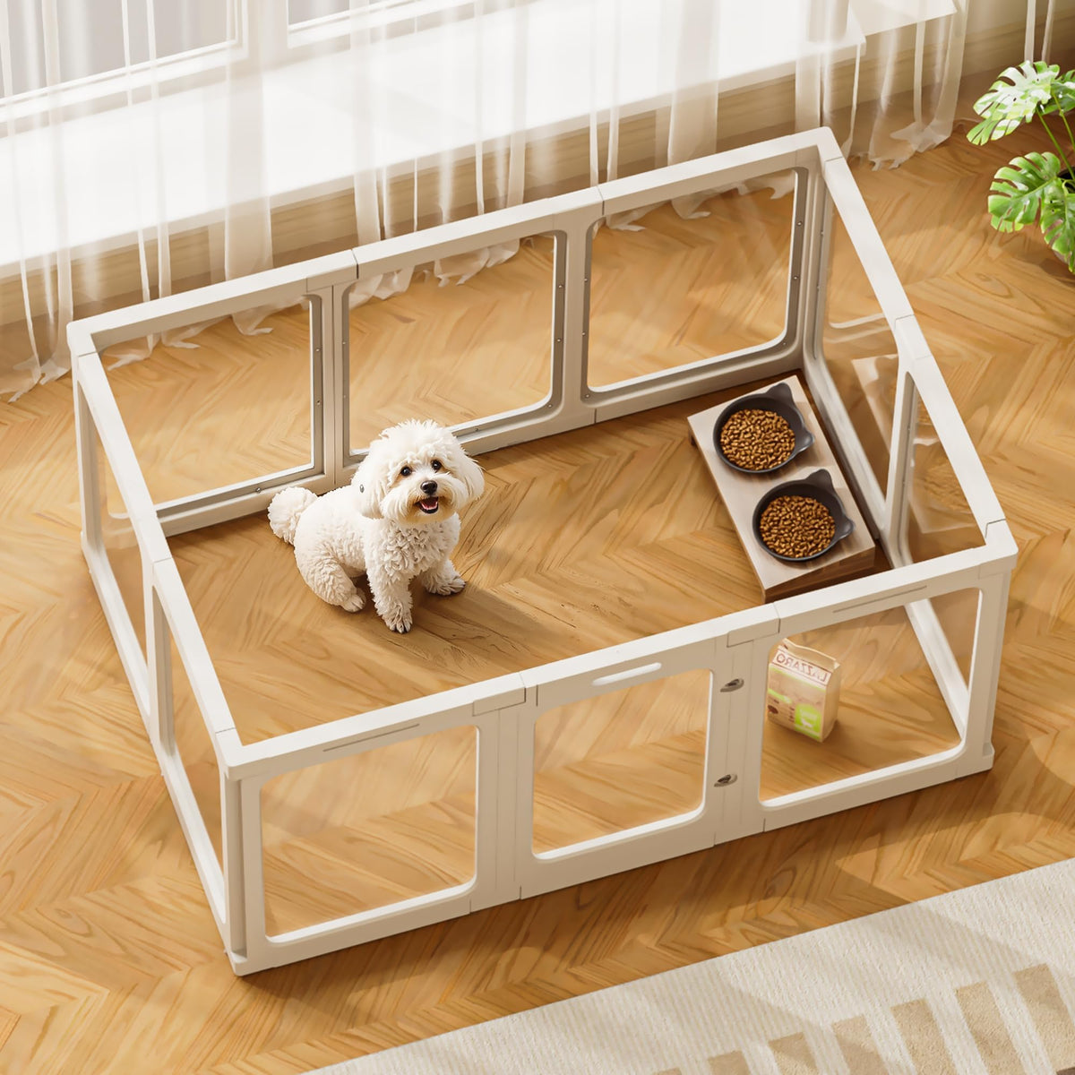 Jalove corral interior con montaje fácil, ideal para espacios pequeños.
