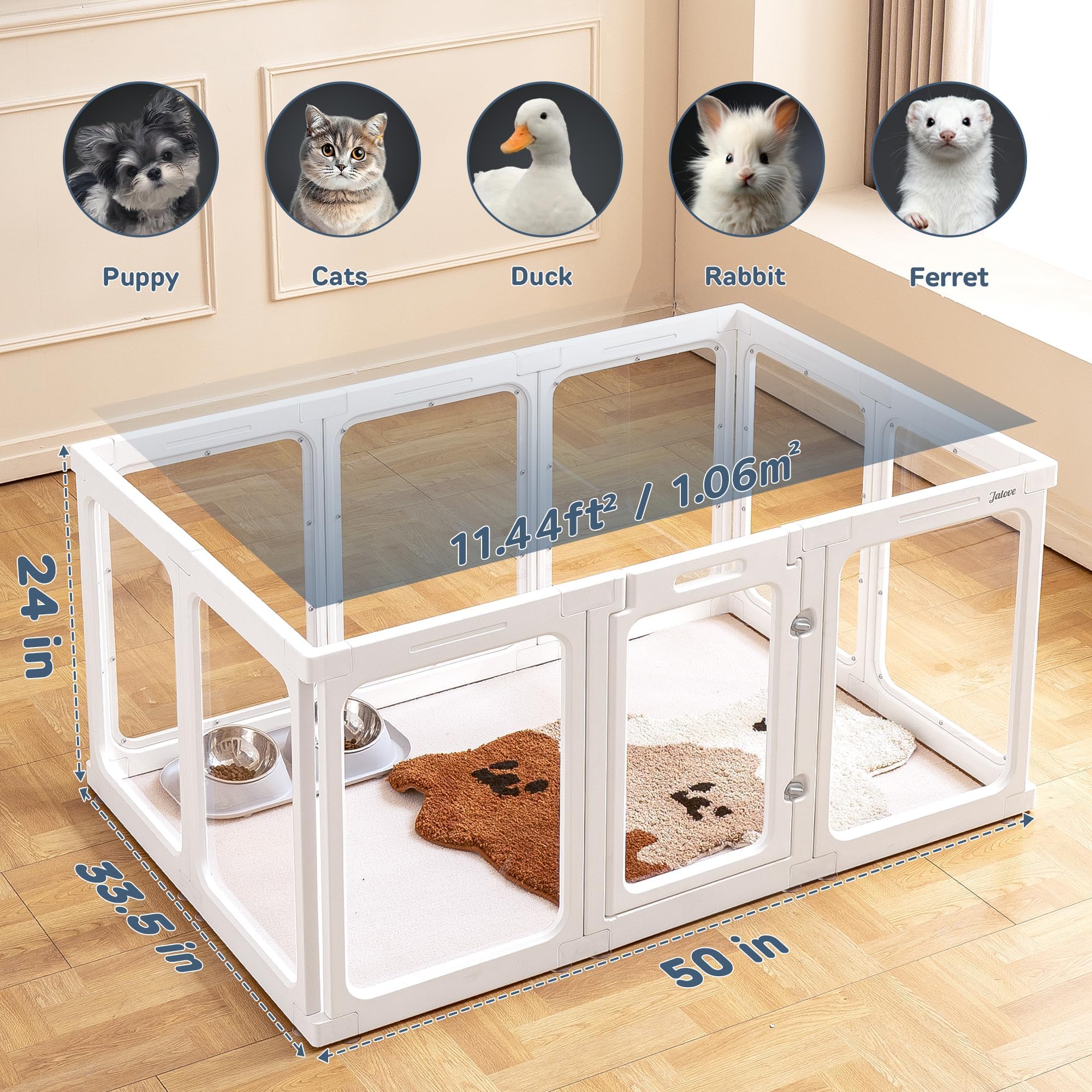 Jalove corral interior con paneles transparentes para vigilar a tu mascota.
