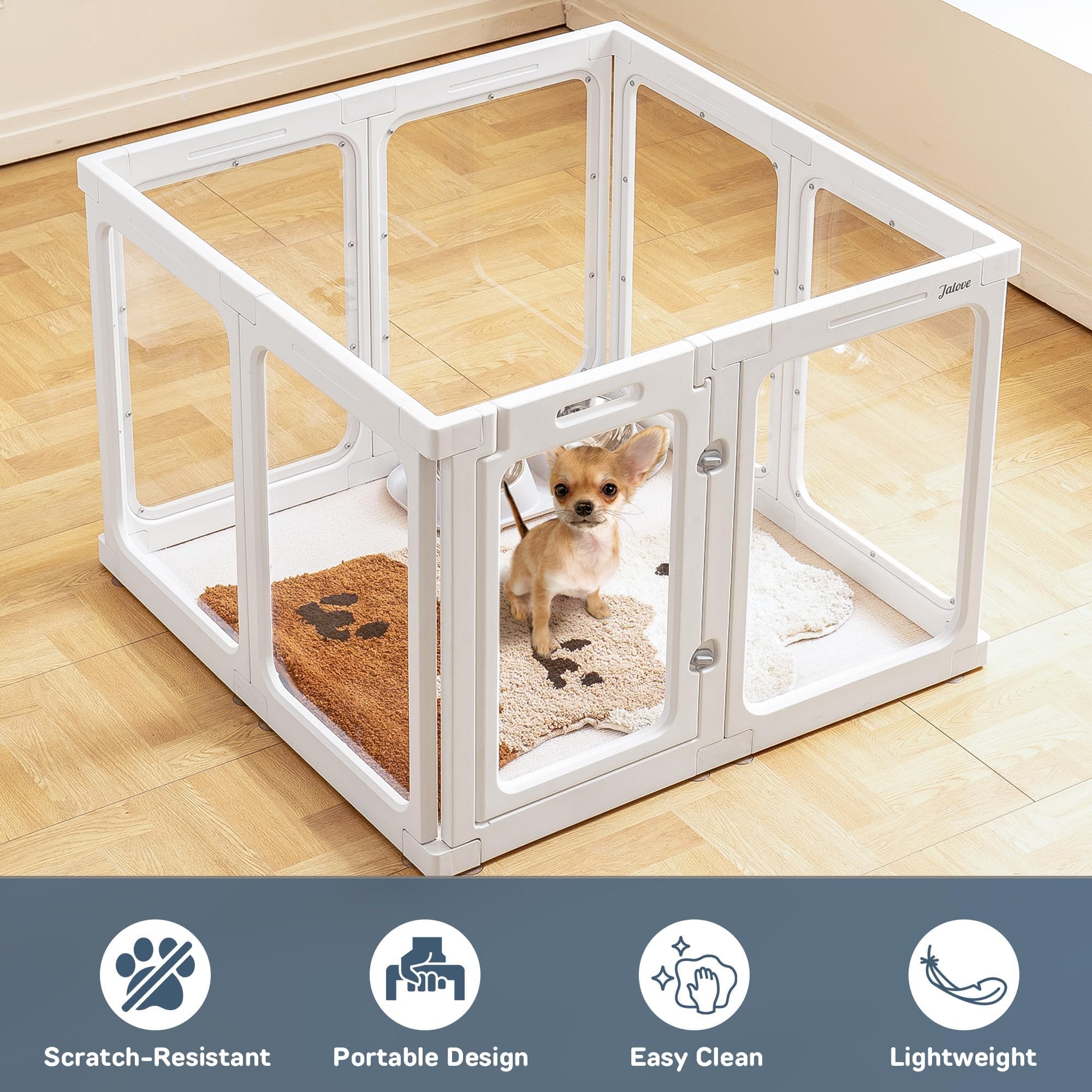 Jalove Playpen limpieza fácil con materiales prácticos.