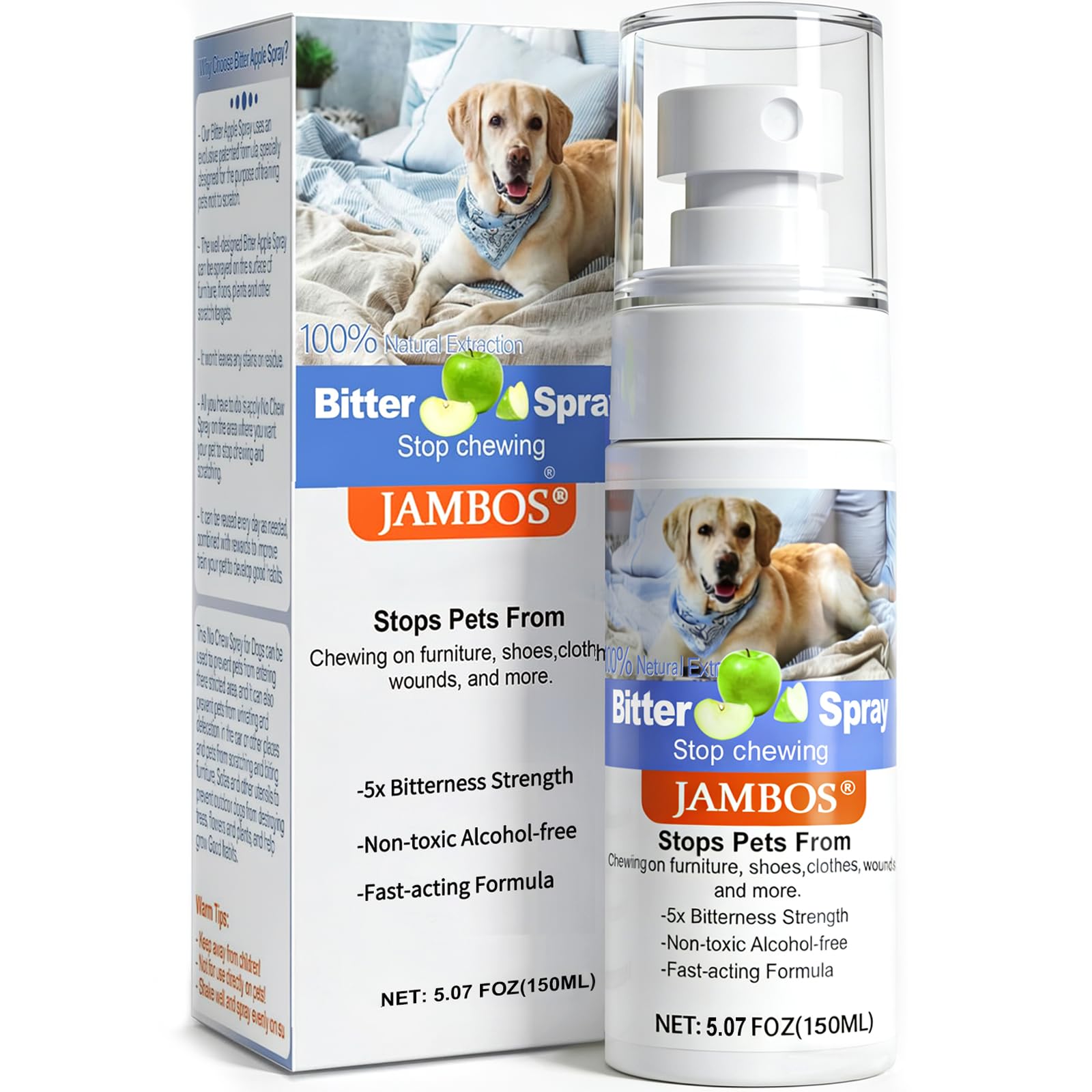 JAMBOS spray amargo para perros: disuade la masticación de muebles.
