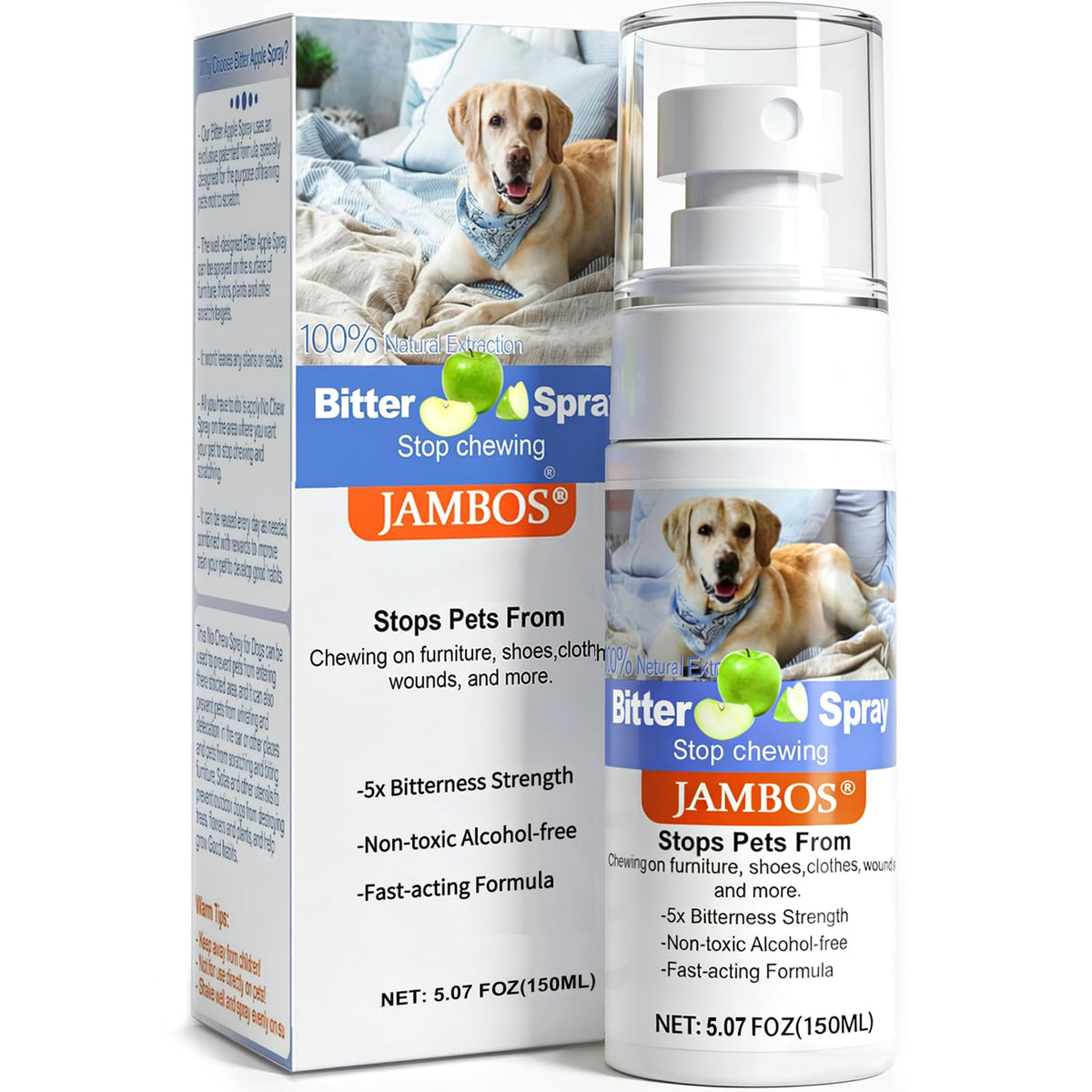 JAMBOS spray amargo para perros: disuade la masticación de muebles.