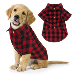 Jamktepat camisas para perro con cuadro rojo, estilo clásico para paseos.