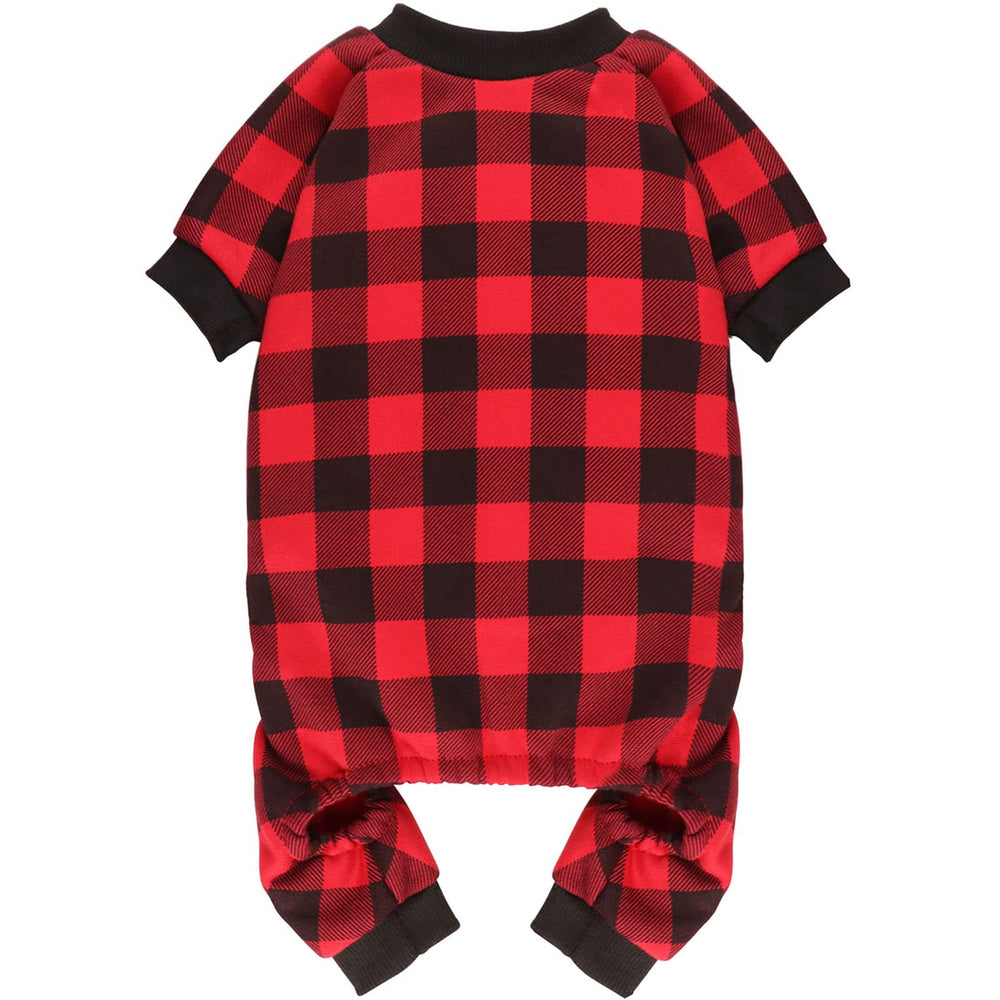 Jamktepat sudadera para perros con cuadros buffalo, ideal para abrigar y lucir en fotos festivas.