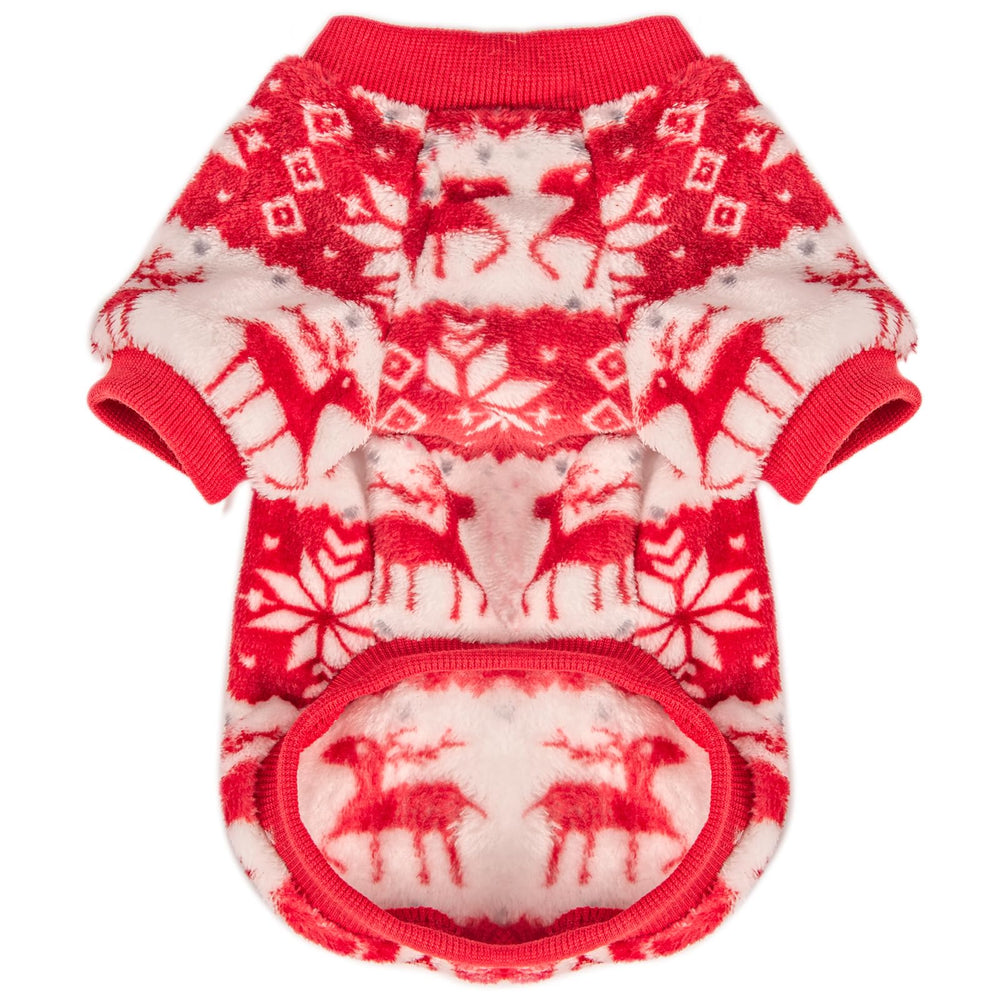 Suéter JAMPAYANG rojo para Navidad mantiene a tu mascota abrigada durante paseos.
