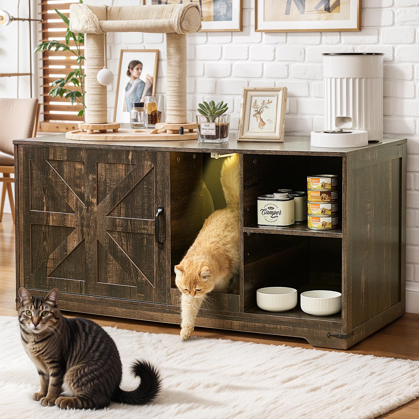 JanflyHome armario oculto para caja de arena, diseño discreto para el baño del gato
