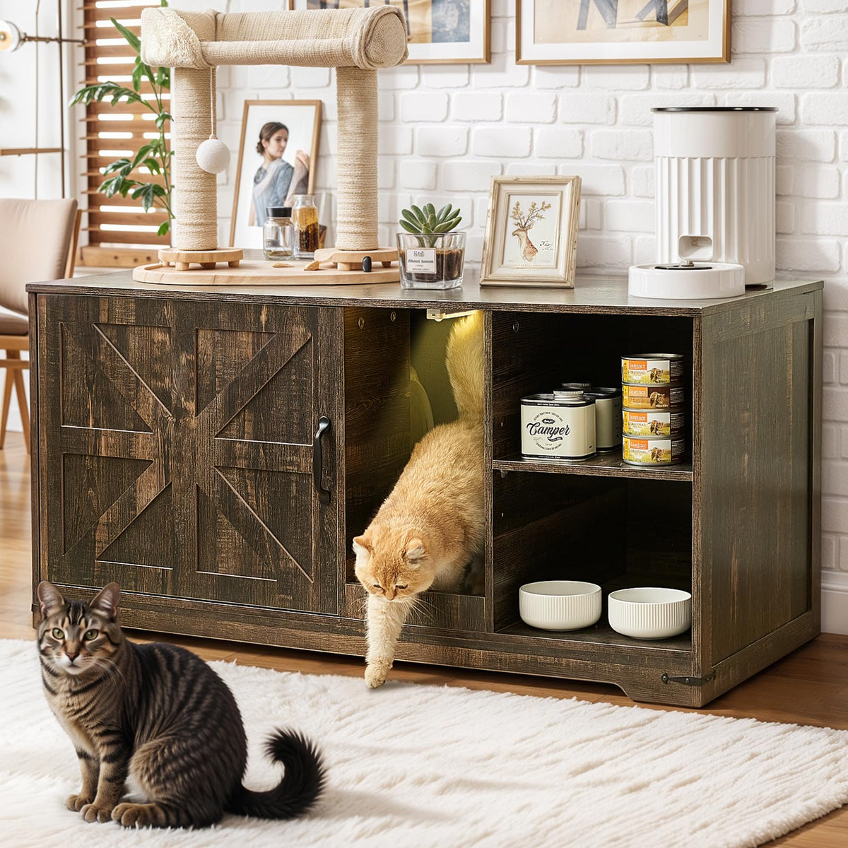 JanflyHome armario oculto para caja de arena, diseño discreto para el baño del gato