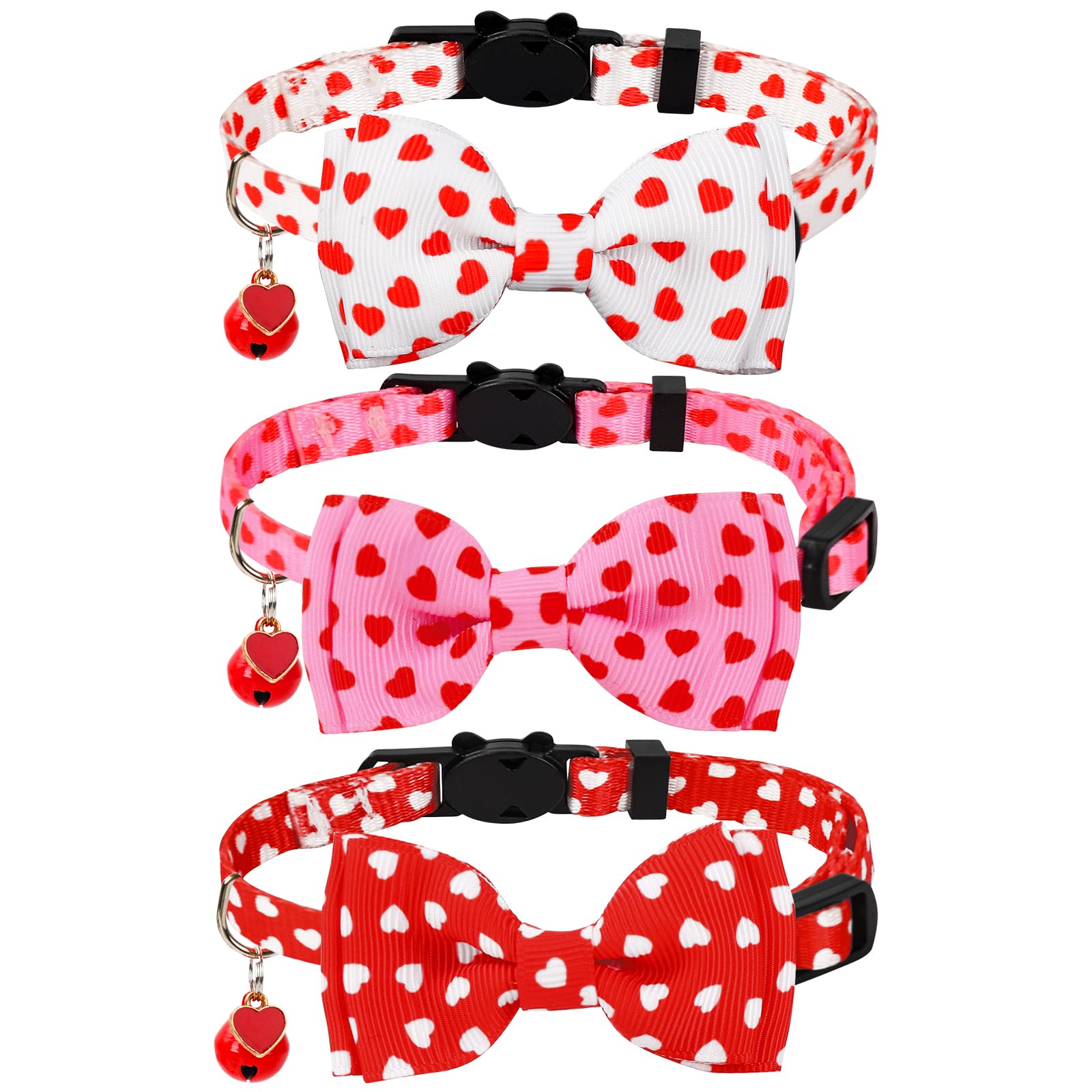 JarThenaAMCS collar de gato con corazón rojo y lazo, ideal para uso diario.