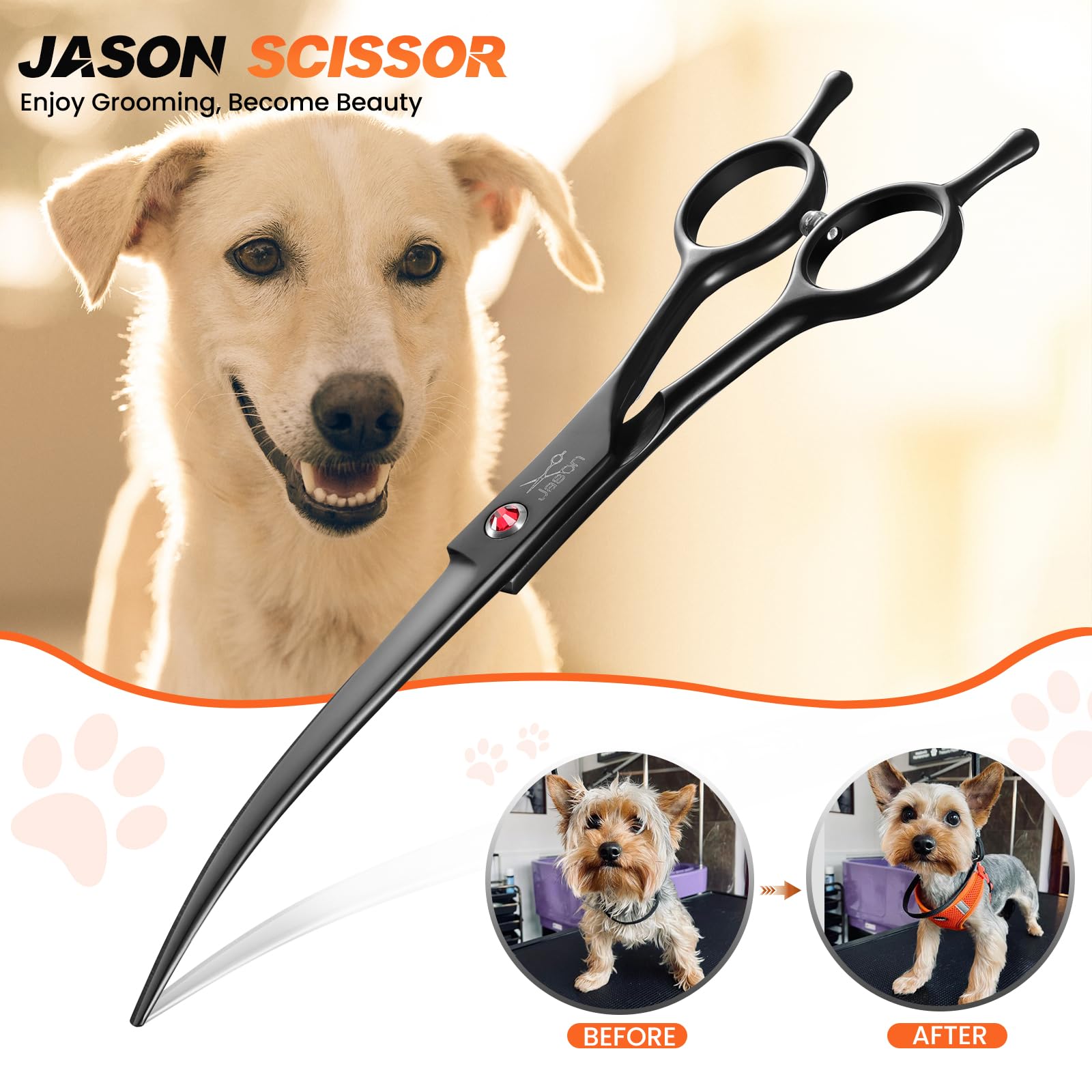 Tijera JASON con mango ergonómico para reducir fatiga durante sesiones largas