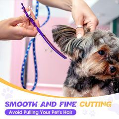 Tijeras de grooming ergonómicas JASON curvas para comodidad y reducción de tensión durante sesiones largas.