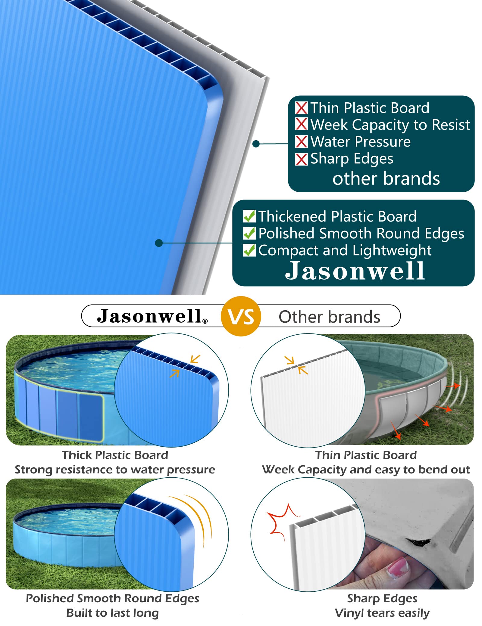 Jasonwell piscina base antideslizante, seguridad para juegos y baño.