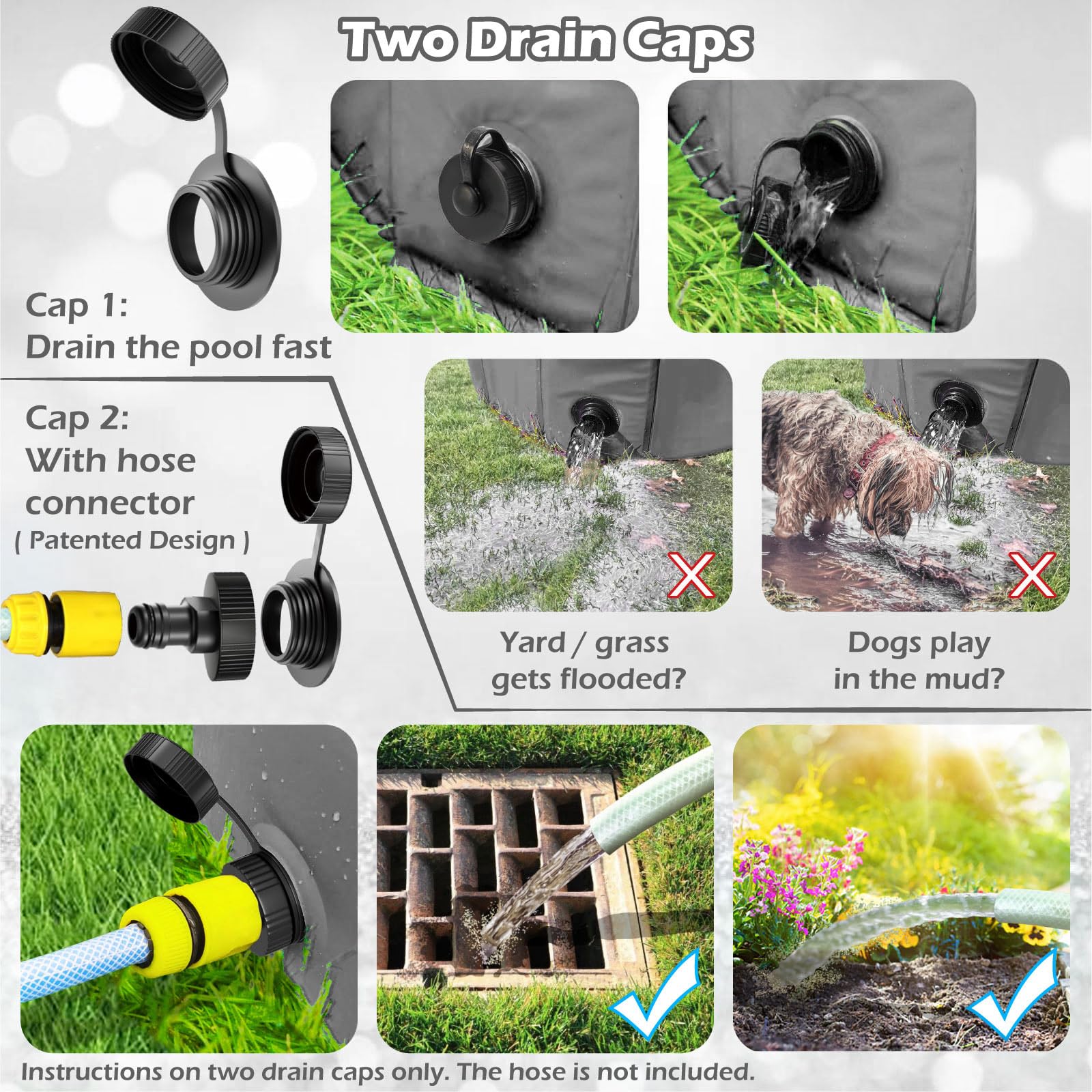 Jasonwell piscina para perros con conector de manguera para drenaje rápido