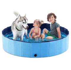 Jasonwell piscina plegable para perros azul desplegada, baño cómodo.