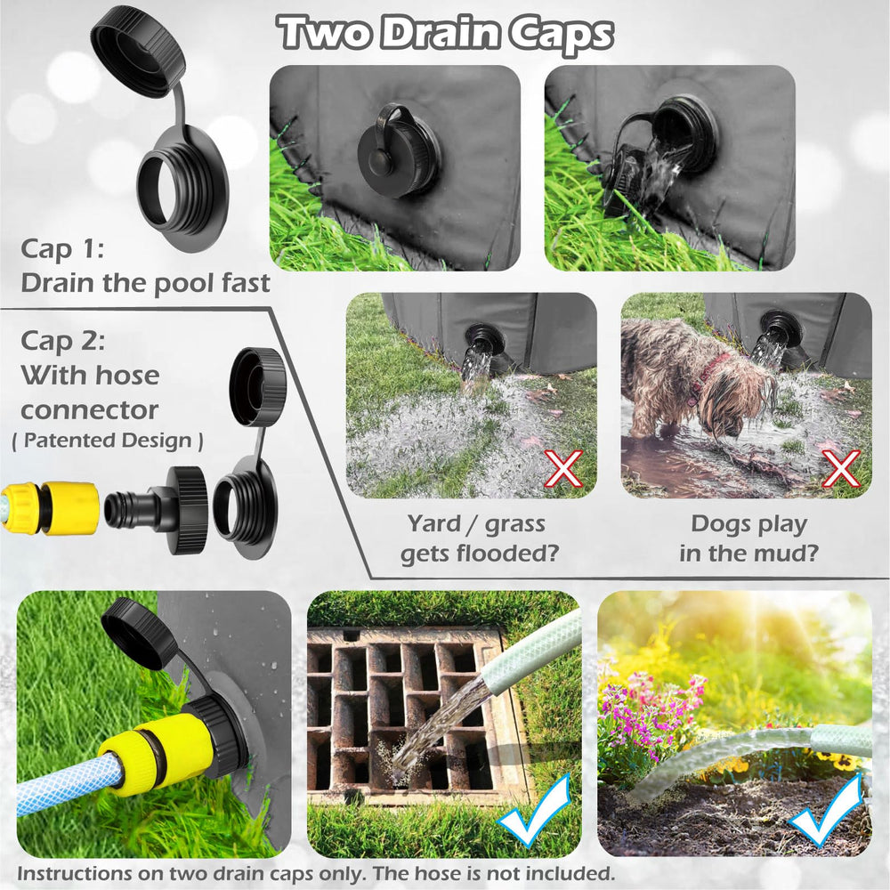 Jasonwell piscina plegable para niños gris, niños jugando al aire libre, ideal para días de verano.