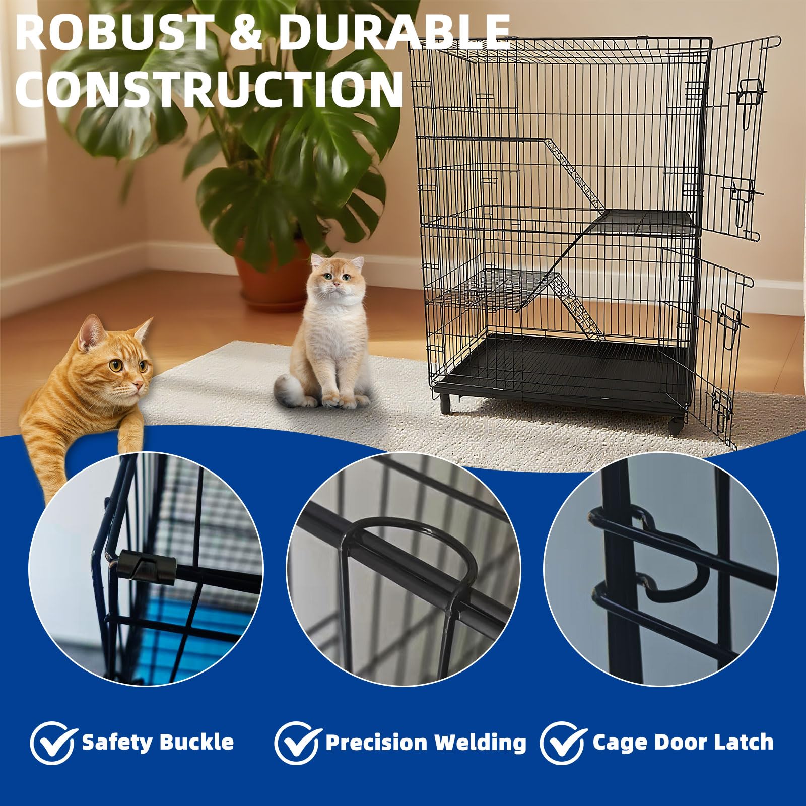 JaxSteam jaula gato diseno plegable compacto, almacenamiento conveniente