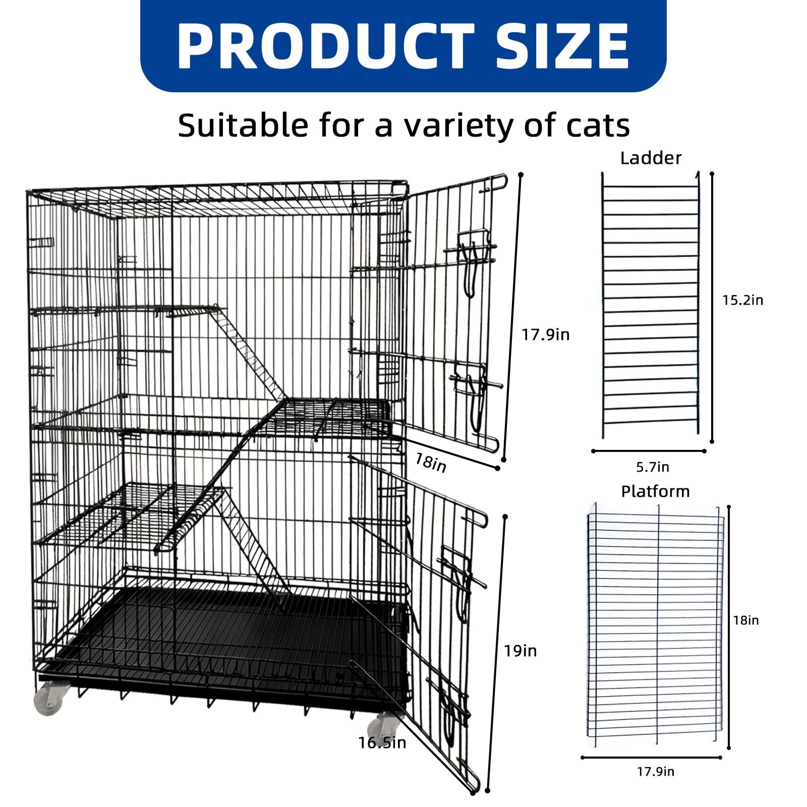 JaxSteam jaula gato rampa destacable, interior adaptable para zonas de juego