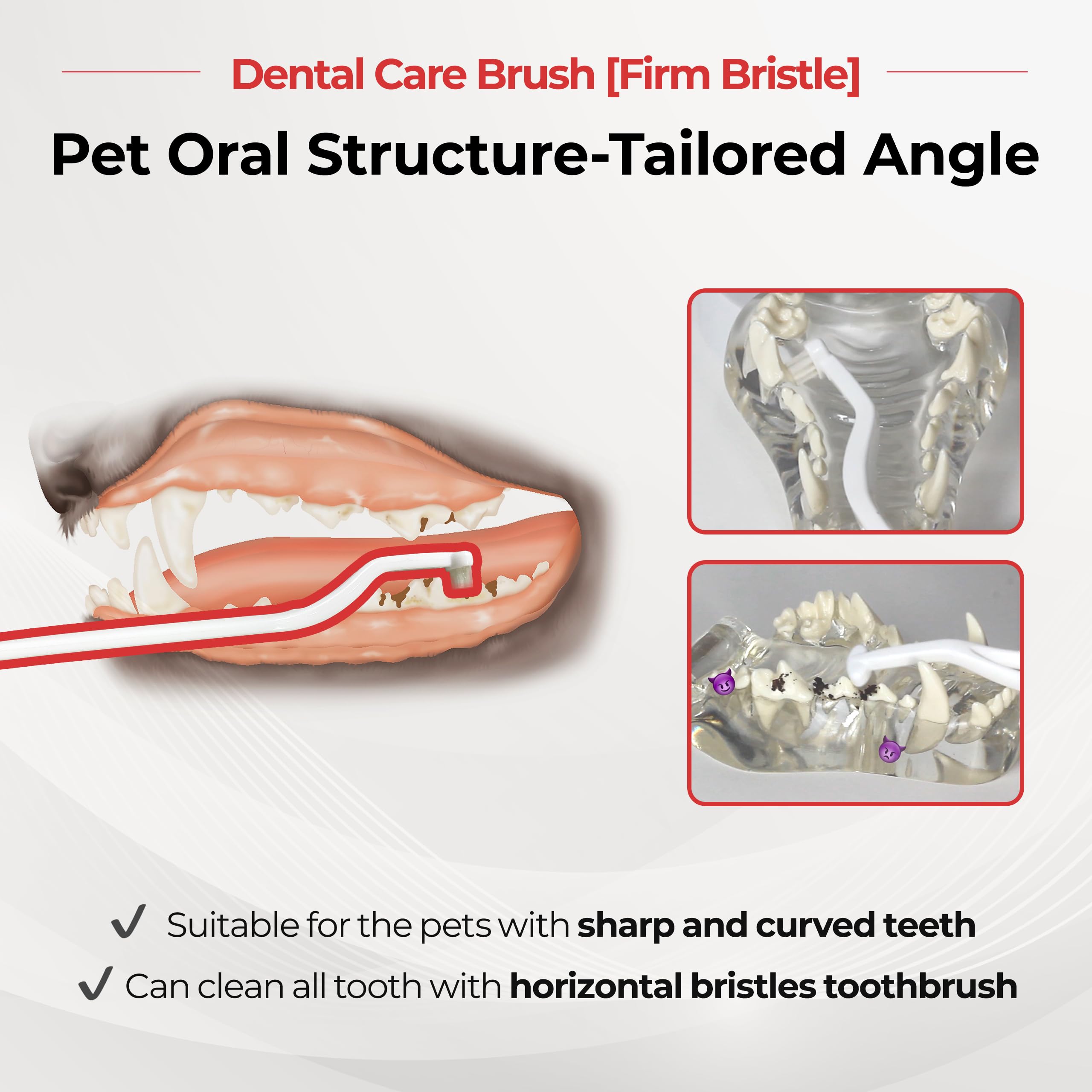 JAYU PET cepillo dental desarrollado por veterinarios para ángulo óptimo.