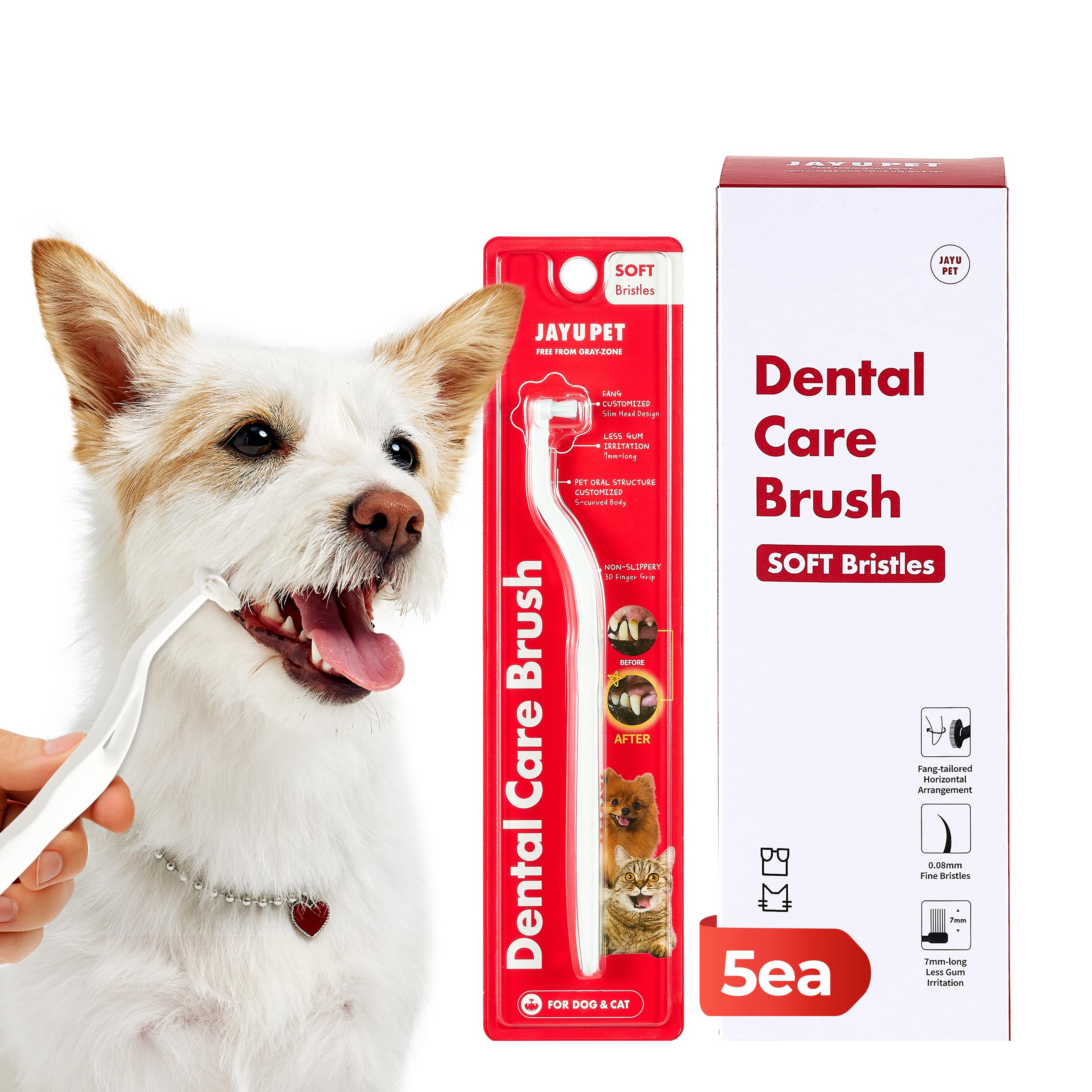 JAYU PET cepillo dental con puntas suaves para cepillado suave.