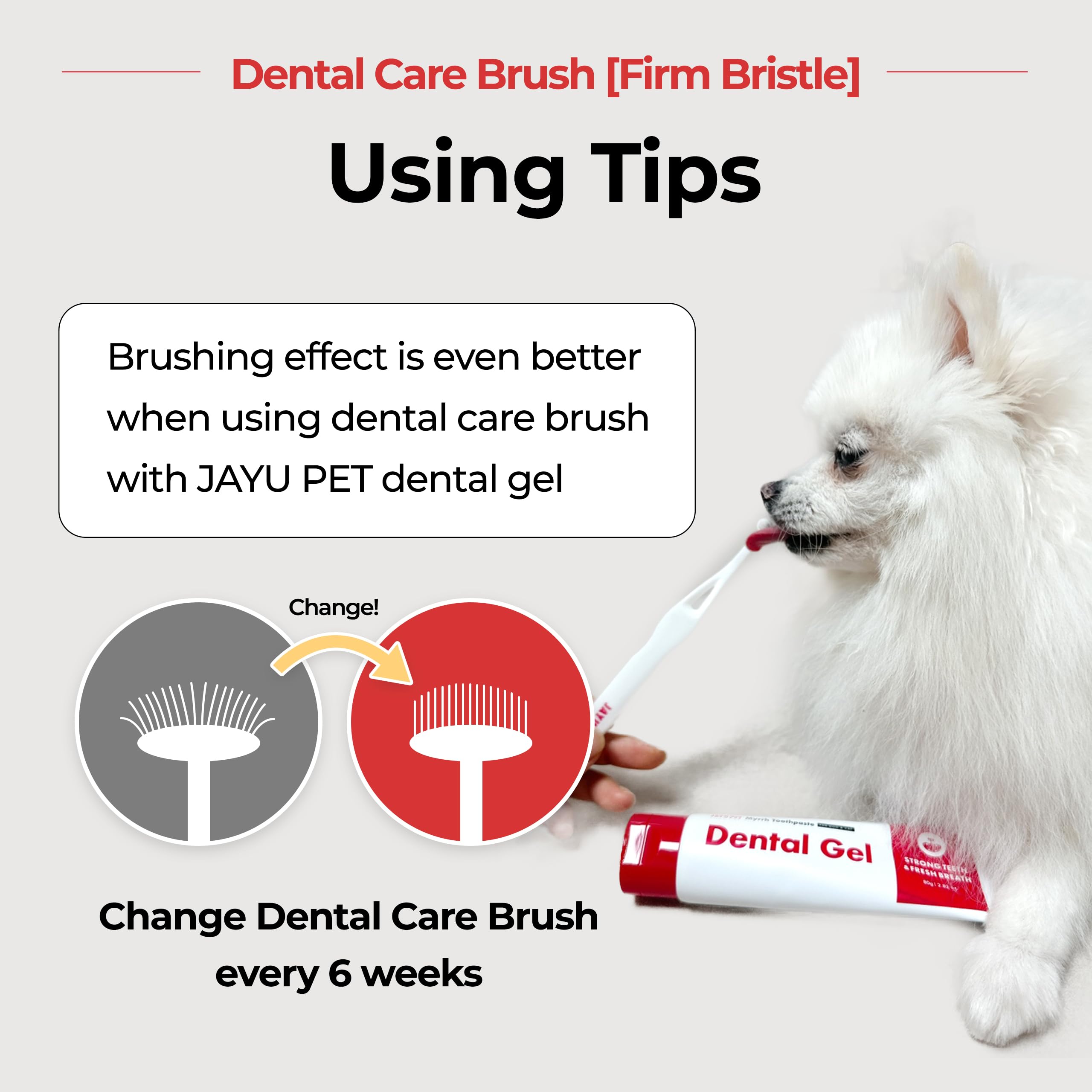 Uso con gel dental JAYU PET potencia la limpieza diaria.