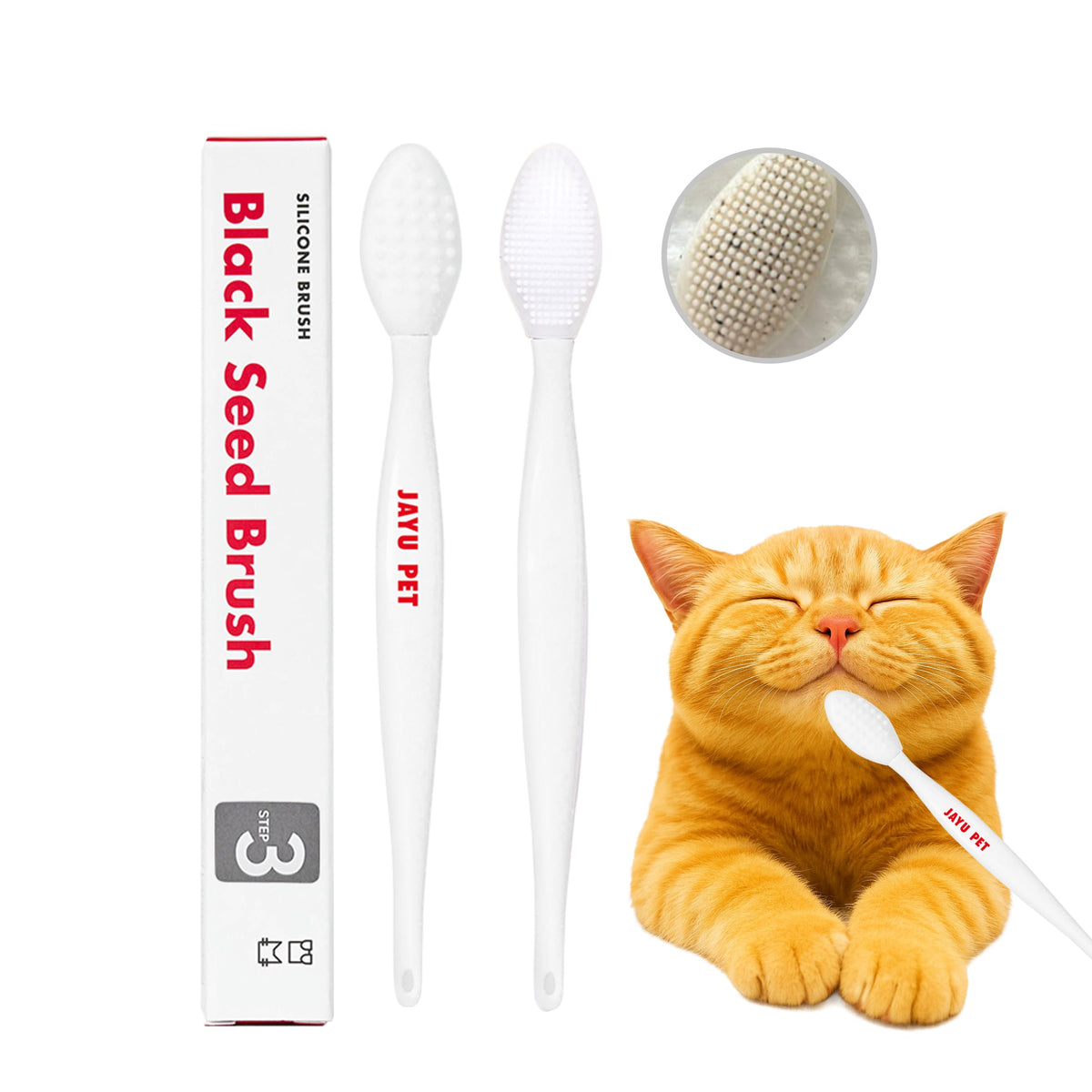 Cepillo de silicona JAYU PET, exfolia la barbilla para una piel felina más limpia.