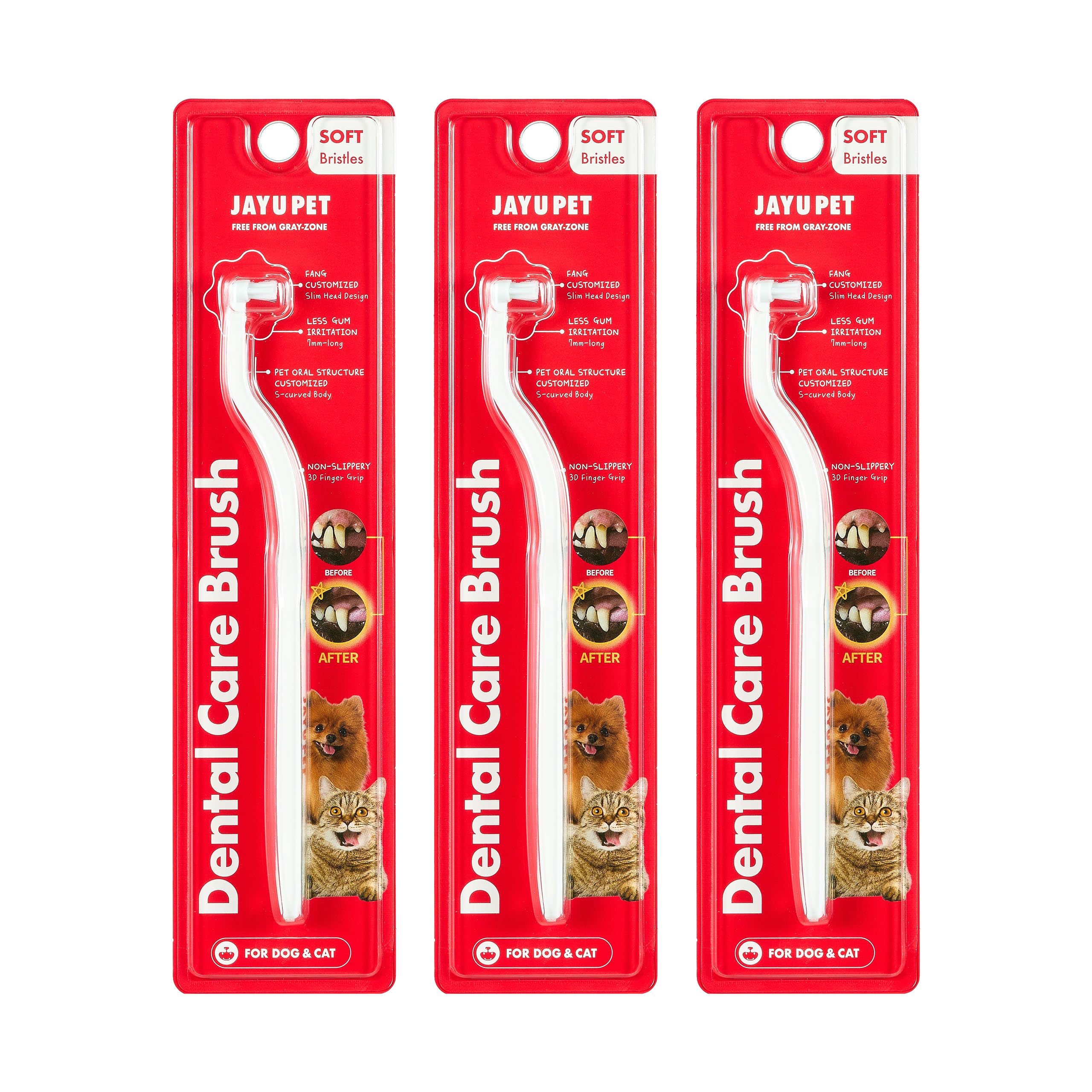 Cepillo dental JAYU PET con cerdas suaves para perros y gatos.