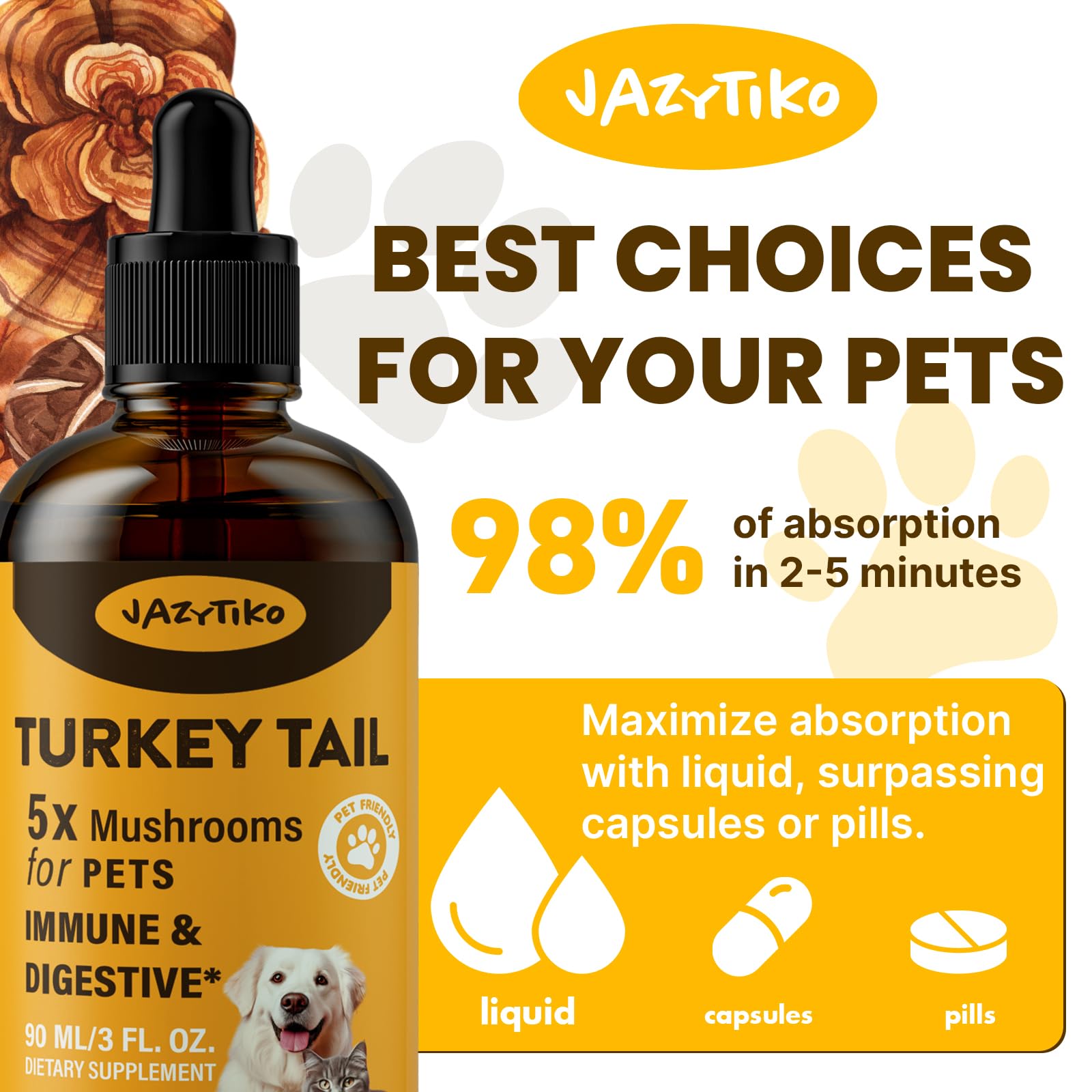 Jazytiko Turkey Tail para perros: sin azúcares añadidos ni conservantes.