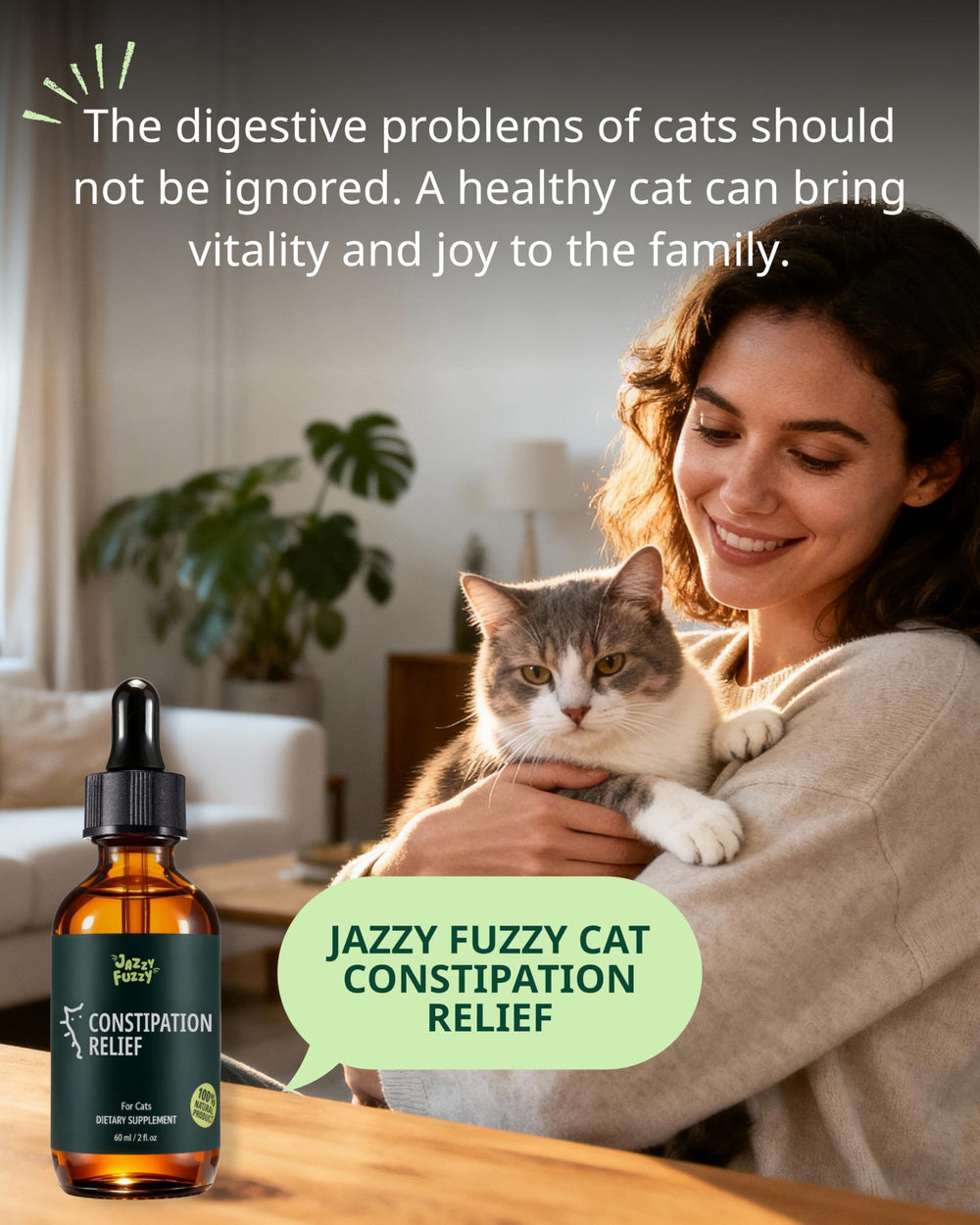 Gotas Jazzy Fuzzy, diseño práctico para cocina o botiquín del gato.